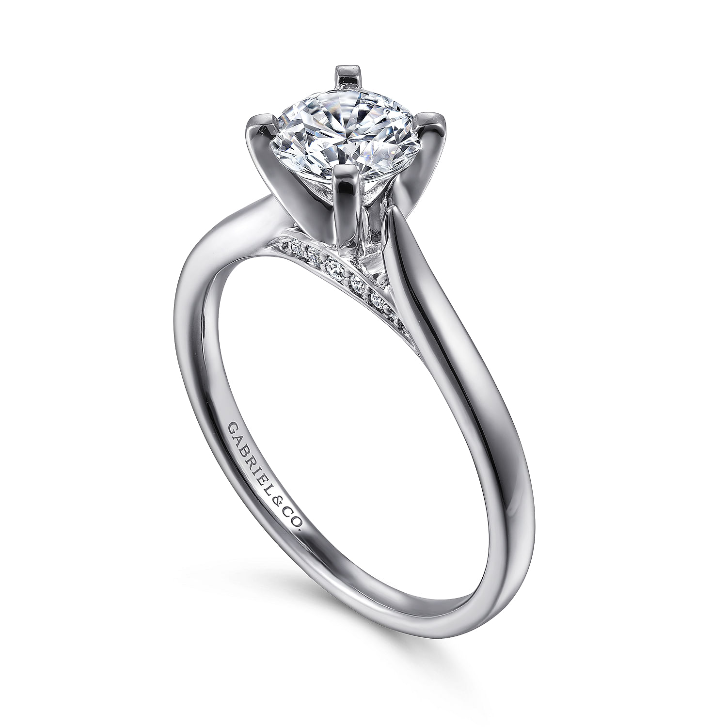 14k White Gold Diamond Solitaire Engagement Ring angle 3 14k White Gold Diamond Solitaire Engagement Ring angle 3