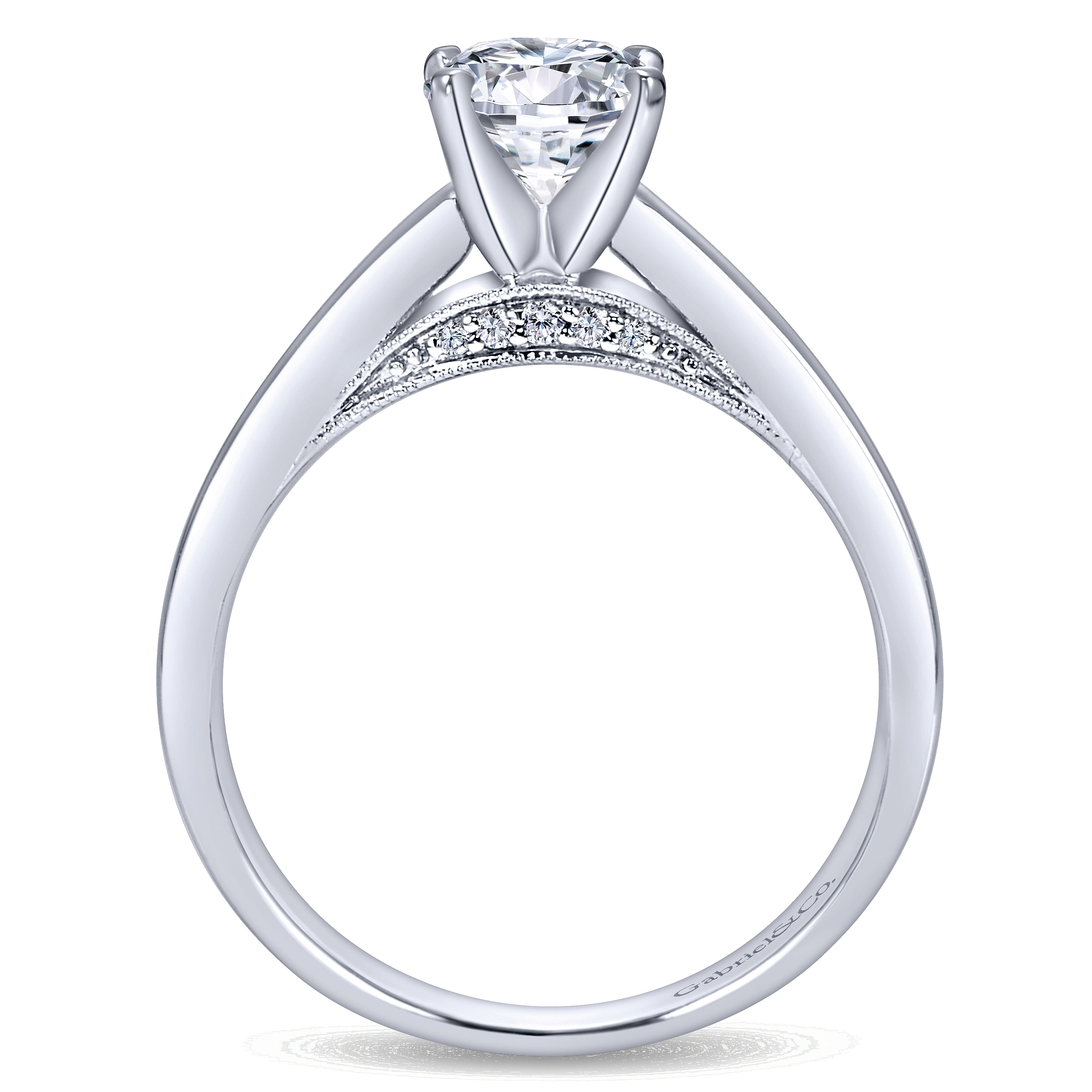 14k White Gold Diamond Solitaire Engagement Ring angle 2 14k White Gold Diamond Solitaire Engagement Ring angle 2