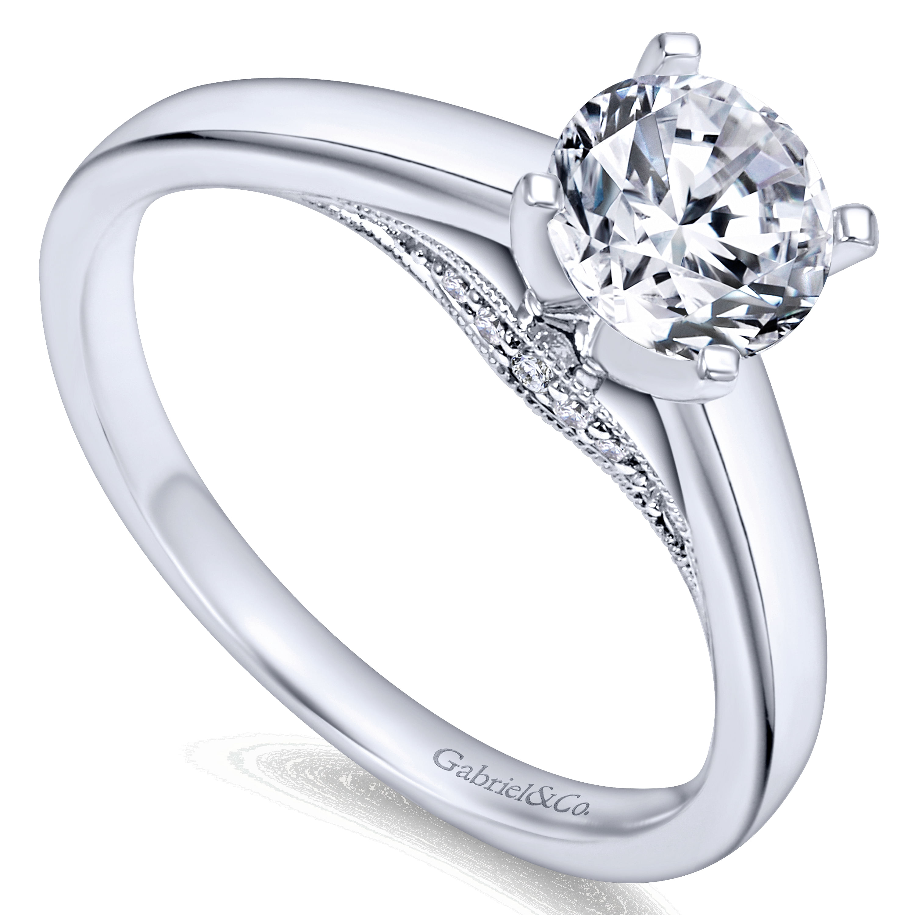 14k White Gold Diamond Solitaire Engagement Ring angle 3 14k White Gold Diamond Solitaire Engagement Ring angle 3