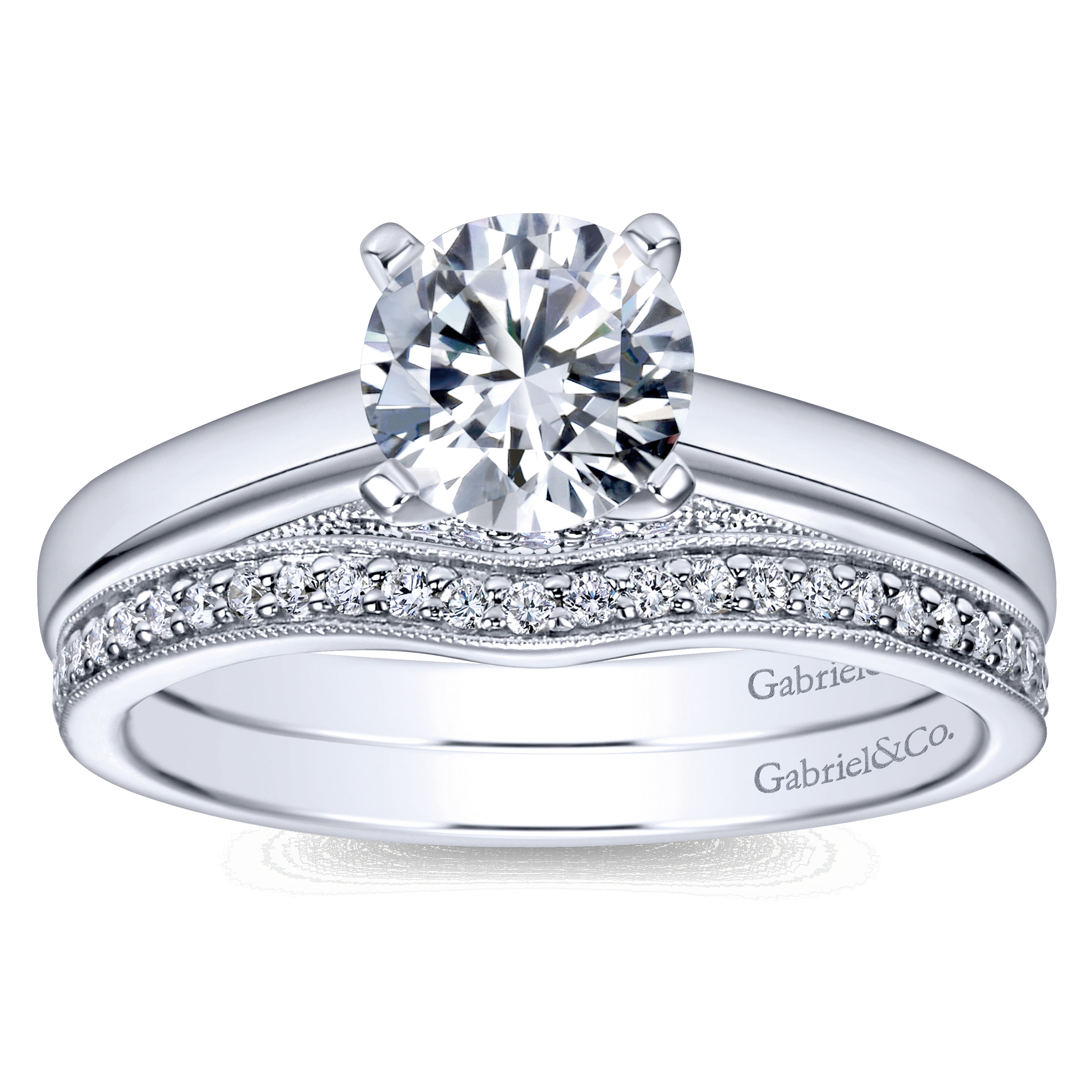 14k White Gold Diamond Solitaire Engagement Ring angle 4 14k White Gold Diamond Solitaire Engagement Ring angle 4
