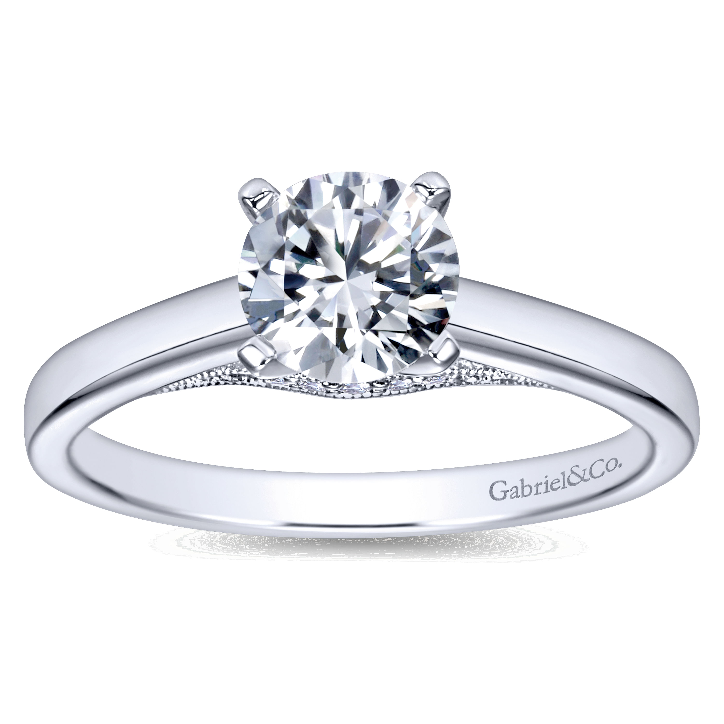 14k White Gold Diamond Solitaire Engagement Ring angle 5 14k White Gold Diamond Solitaire Engagement Ring angle 5