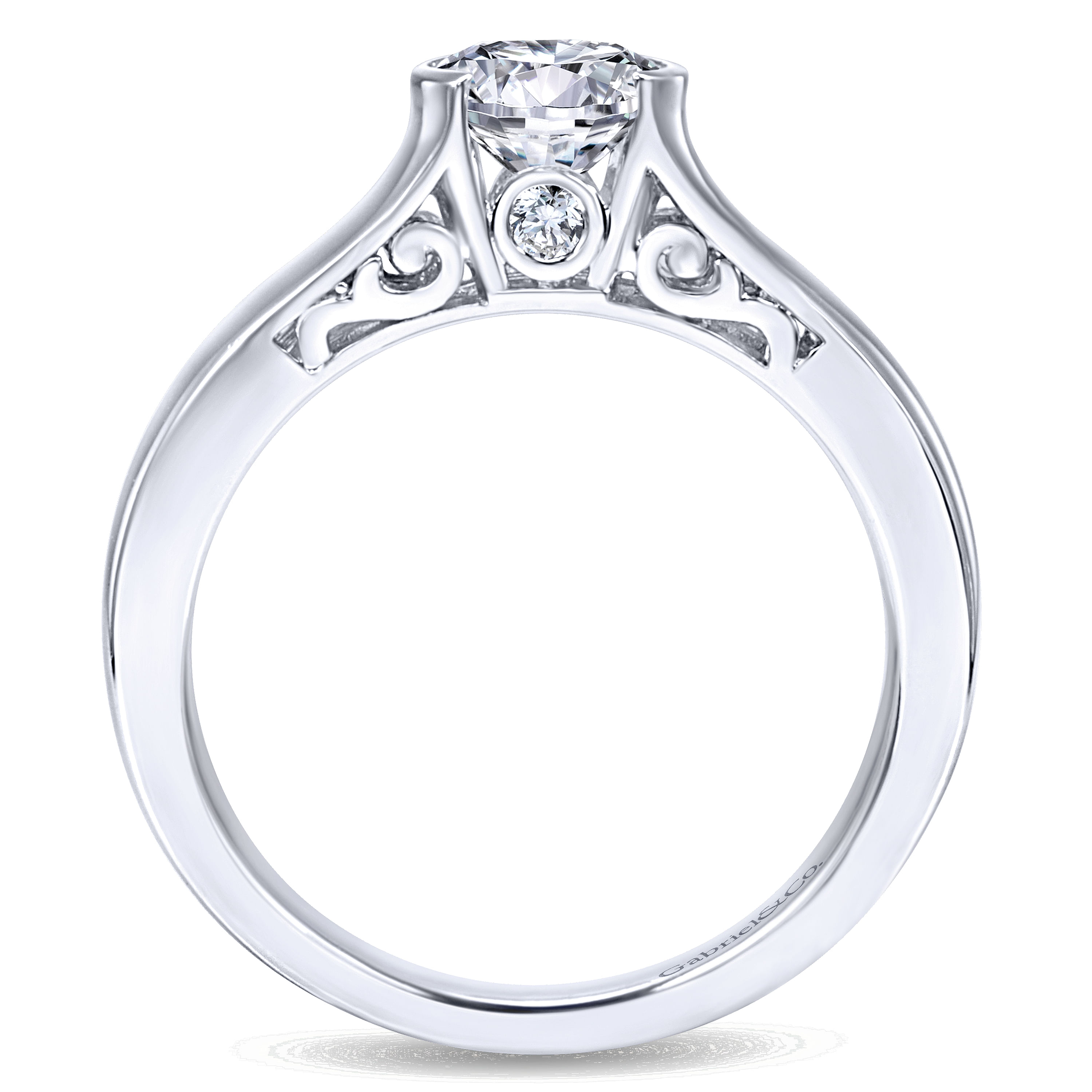 14k White Gold Diamond Solitaire Engagement Ring angle 2 14k White Gold Diamond Solitaire Engagement Ring angle 2