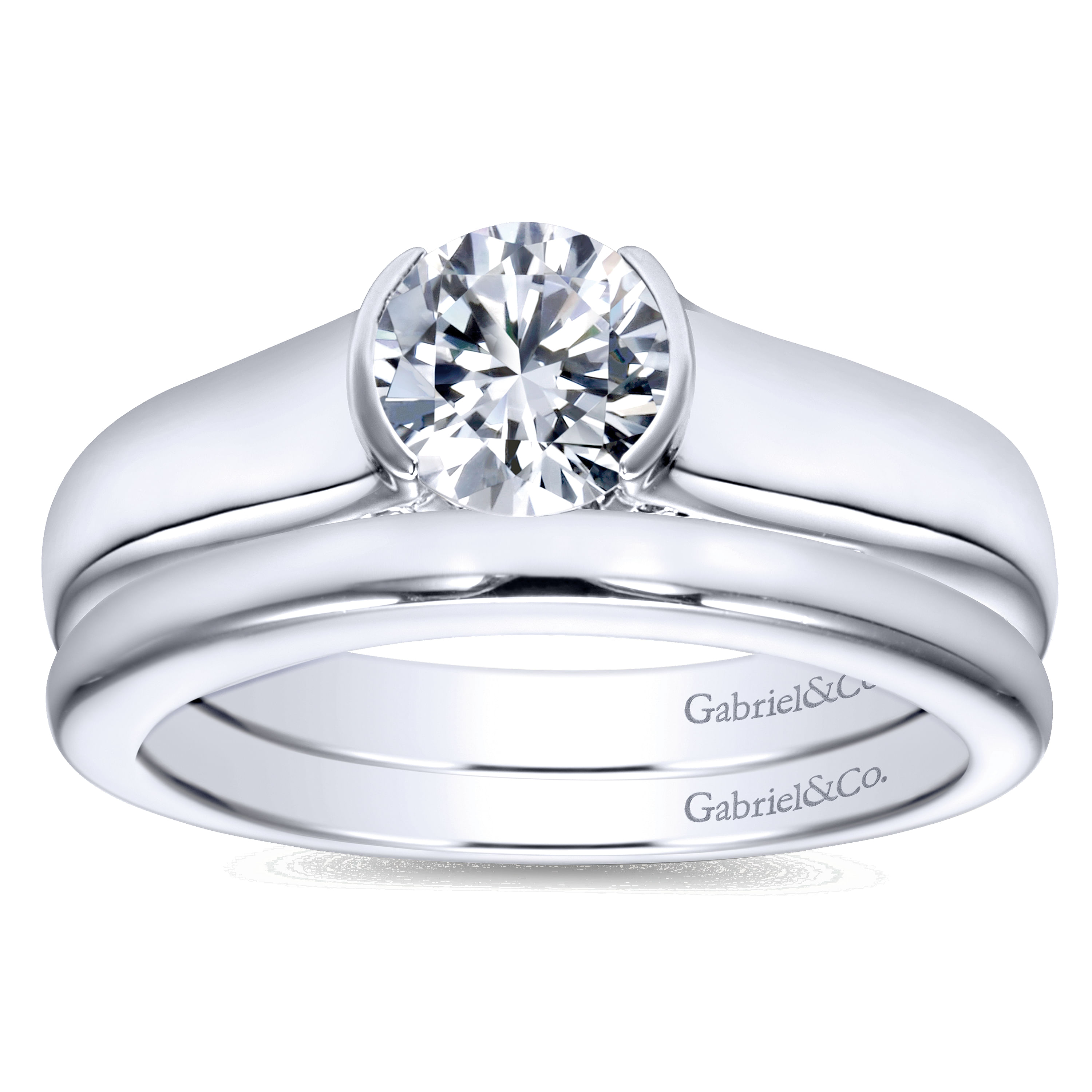 14k White Gold Diamond Solitaire Engagement Ring angle 4 14k White Gold Diamond Solitaire Engagement Ring angle 4