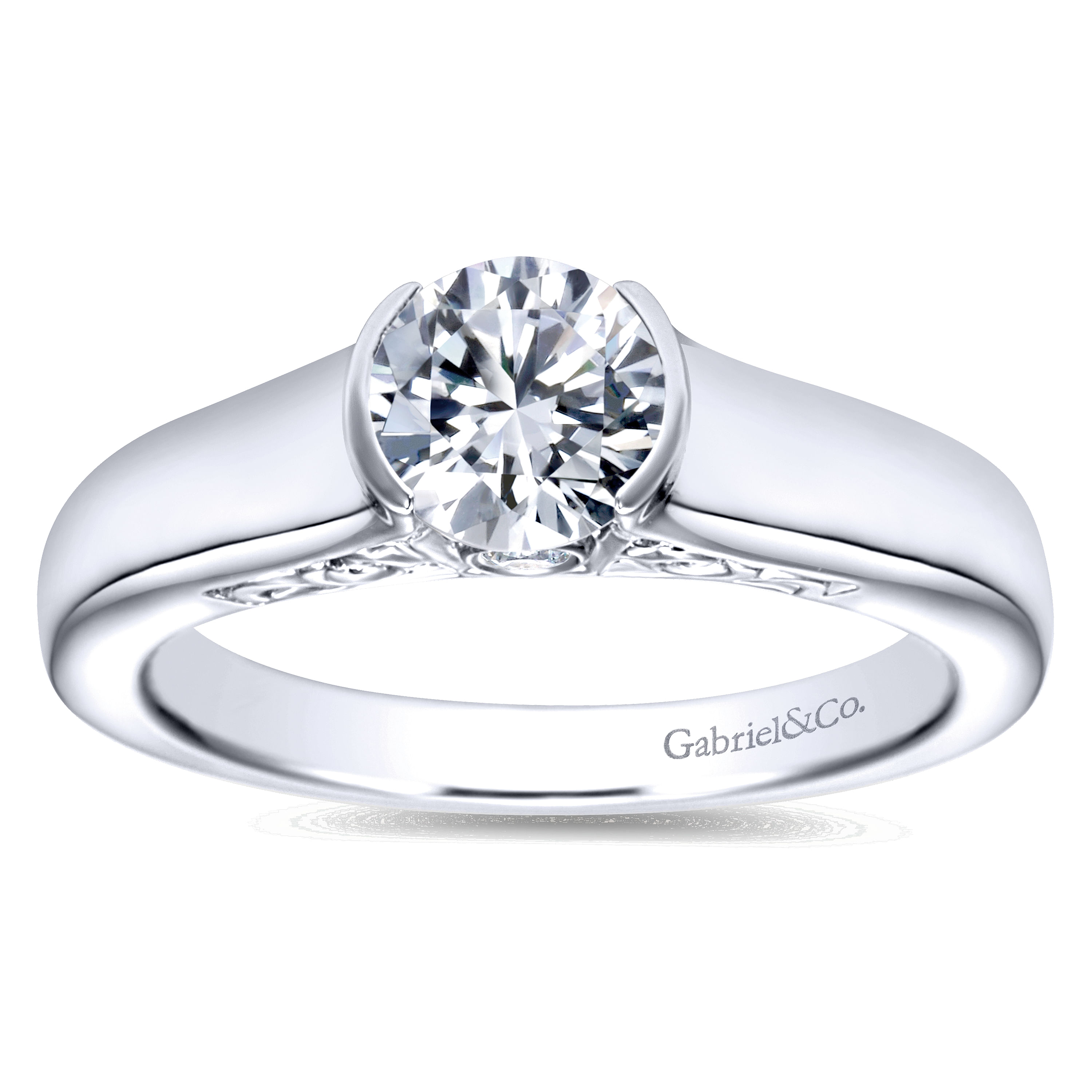 14k White Gold Diamond Solitaire Engagement Ring angle 5 14k White Gold Diamond Solitaire Engagement Ring angle 5