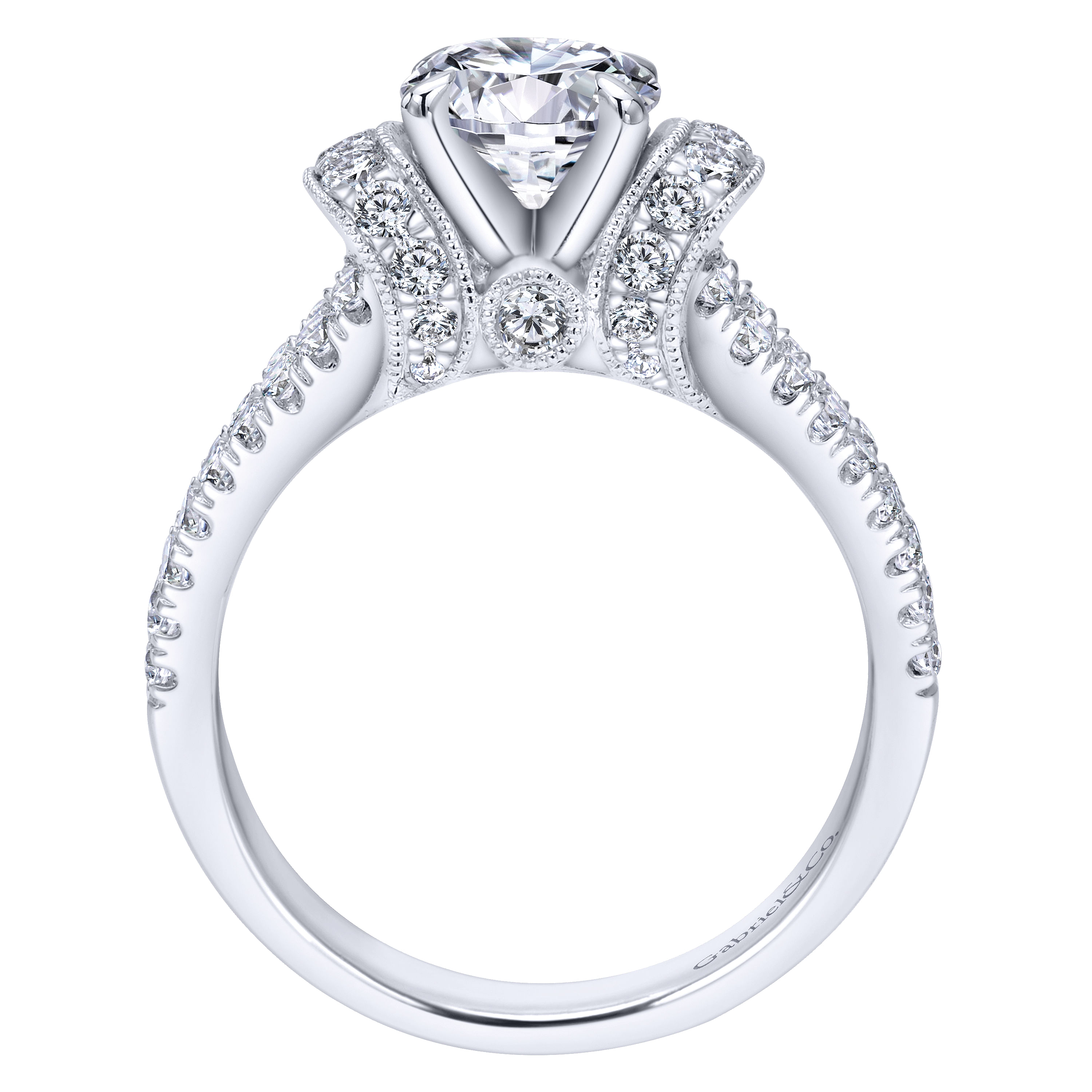 14k White Gold Diamond Split Shank Engagement Ring angle 2 14k White Gold Diamond Split Shank Engagement Ring angle 2