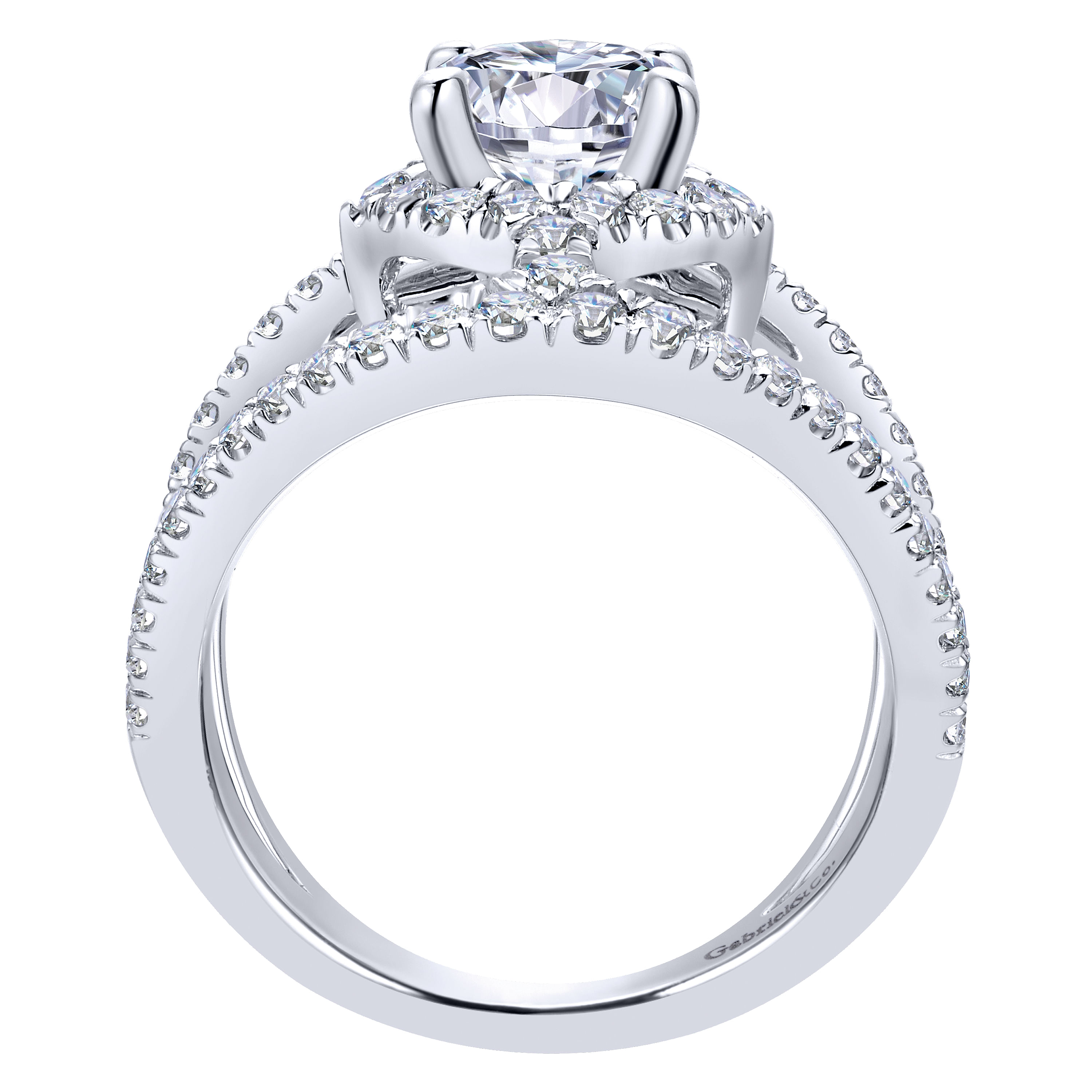 14k White Gold Diamond Split Shank Engagement Ring angle 2 14k White Gold Diamond Split Shank Engagement Ring angle 2