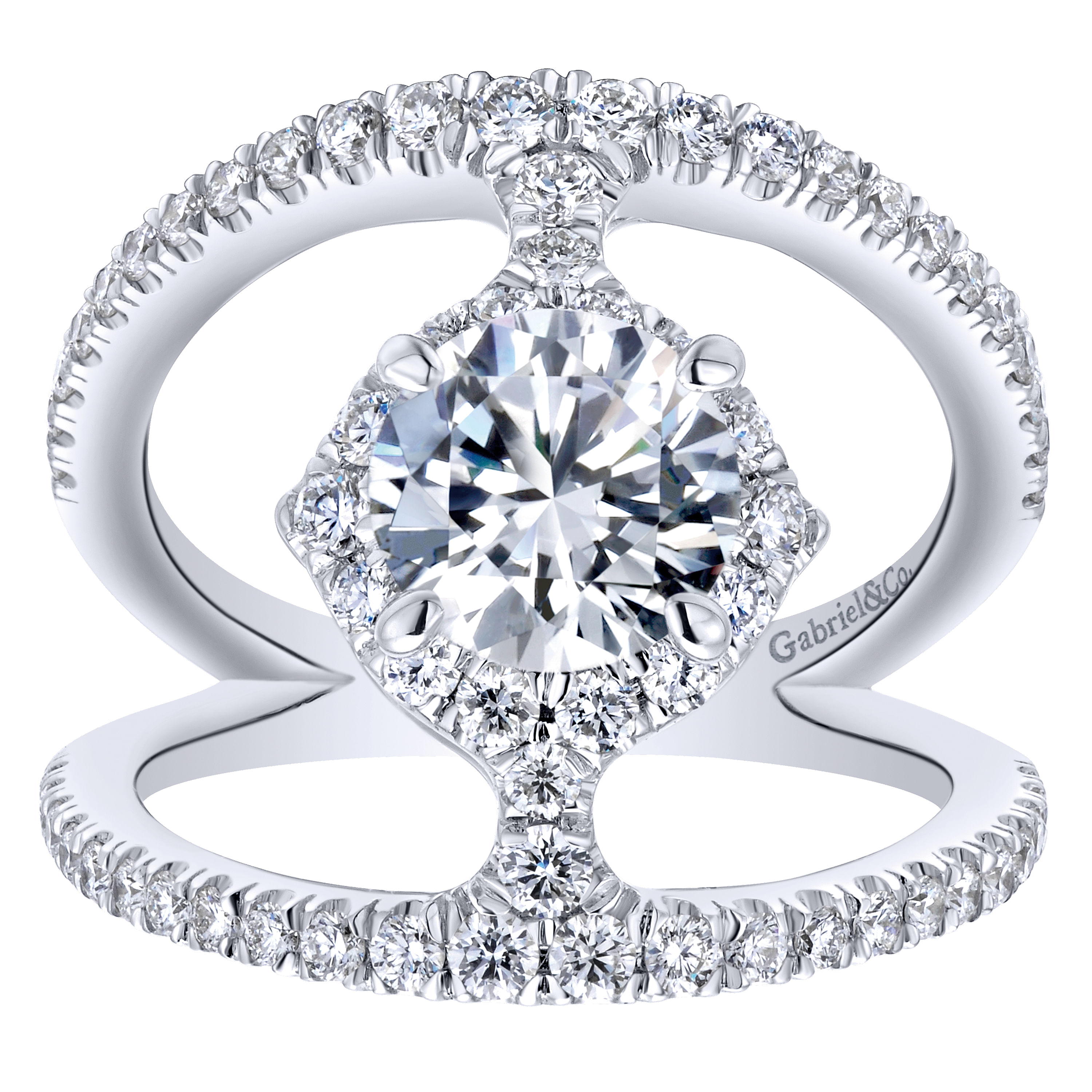 14k White Gold Diamond Split Shank Engagement Ring angle 5 14k White Gold Diamond Split Shank Engagement Ring angle 5