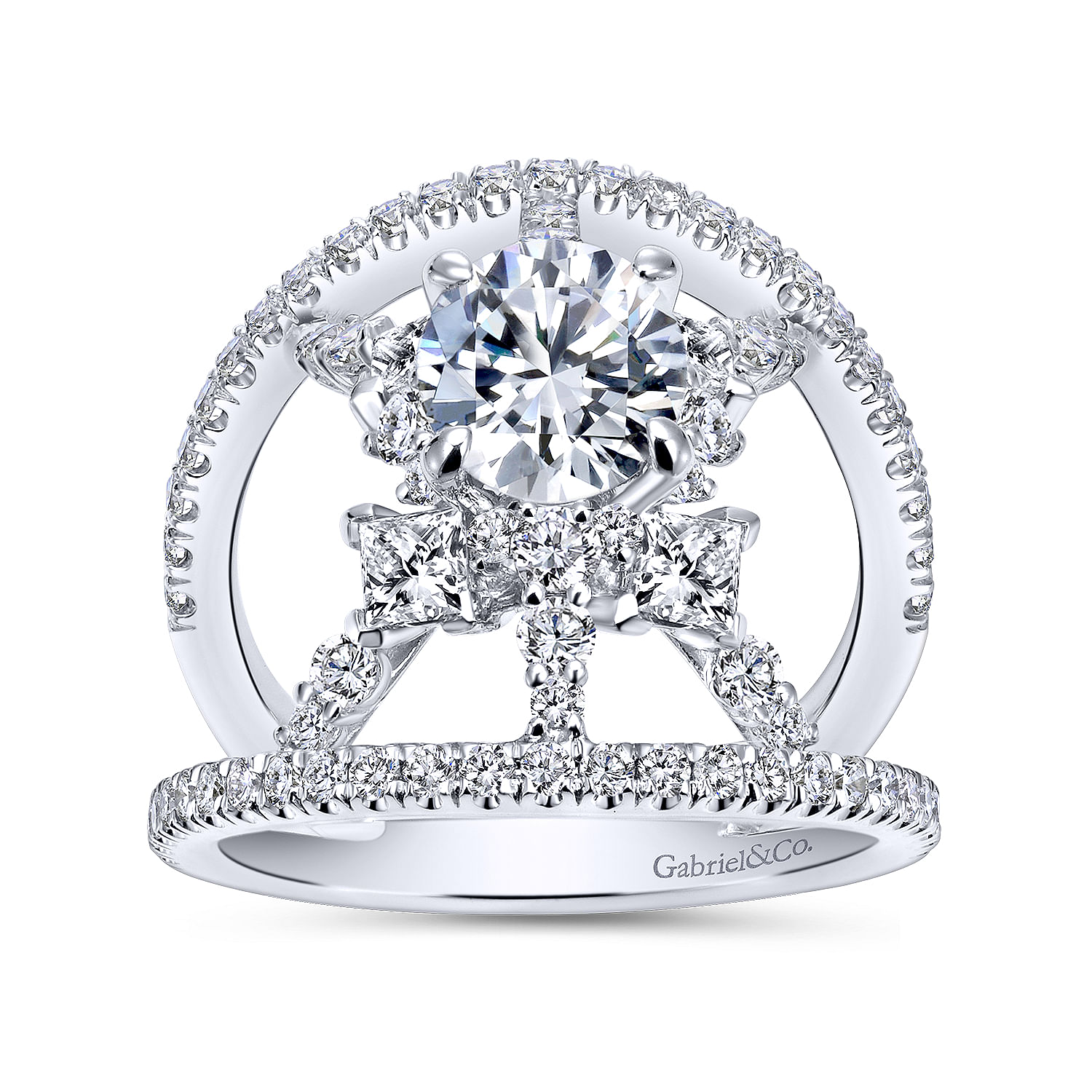 14k White Gold Diamond Split Shank Engagement Ring angle 5 14k White Gold Diamond Split Shank Engagement Ring angle 5