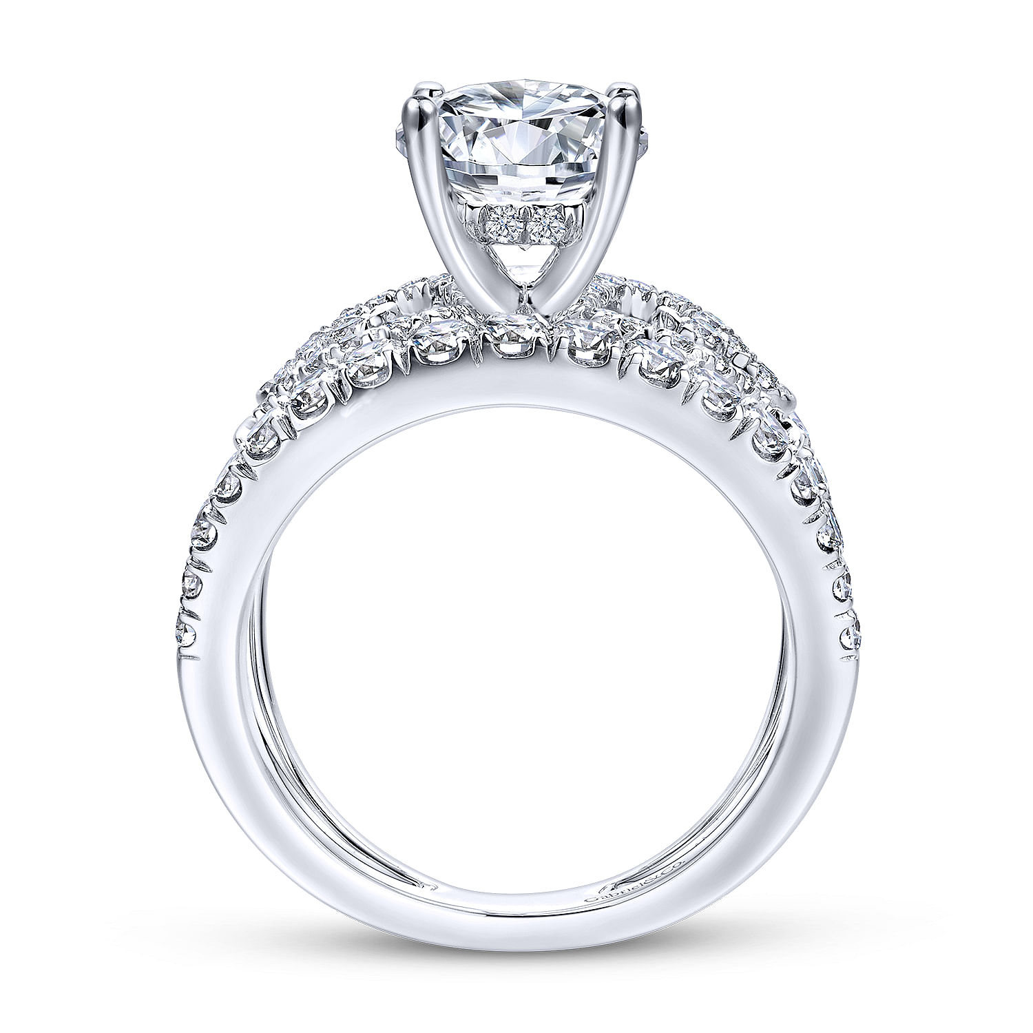 14k White Gold Diamond Split Shank Engagement Ring angle 2 14k White Gold Diamond Split Shank Engagement Ring angle 2
