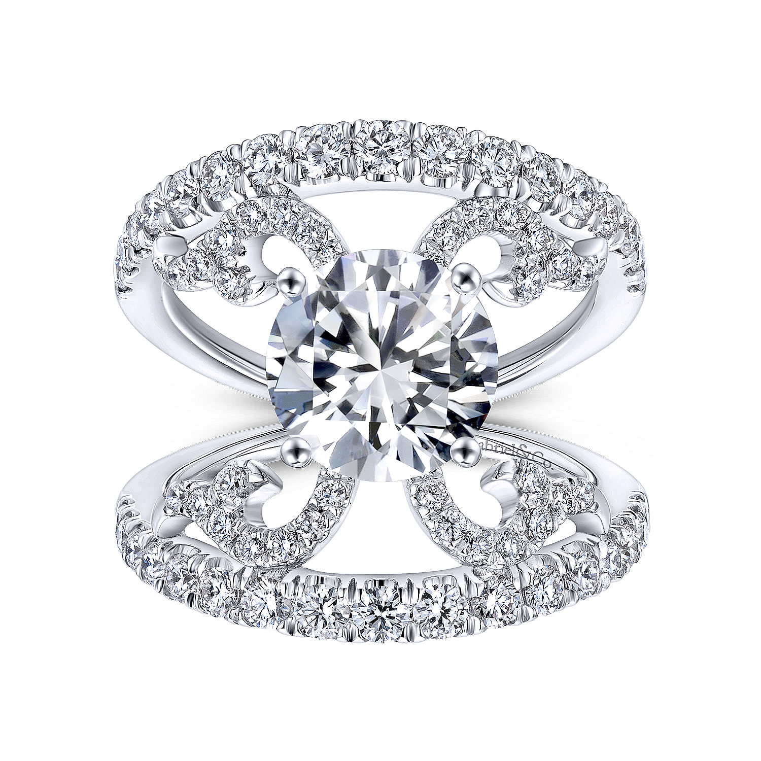 14k White Gold Diamond Split Shank Engagement Ring angle 5 14k White Gold Diamond Split Shank Engagement Ring angle 5