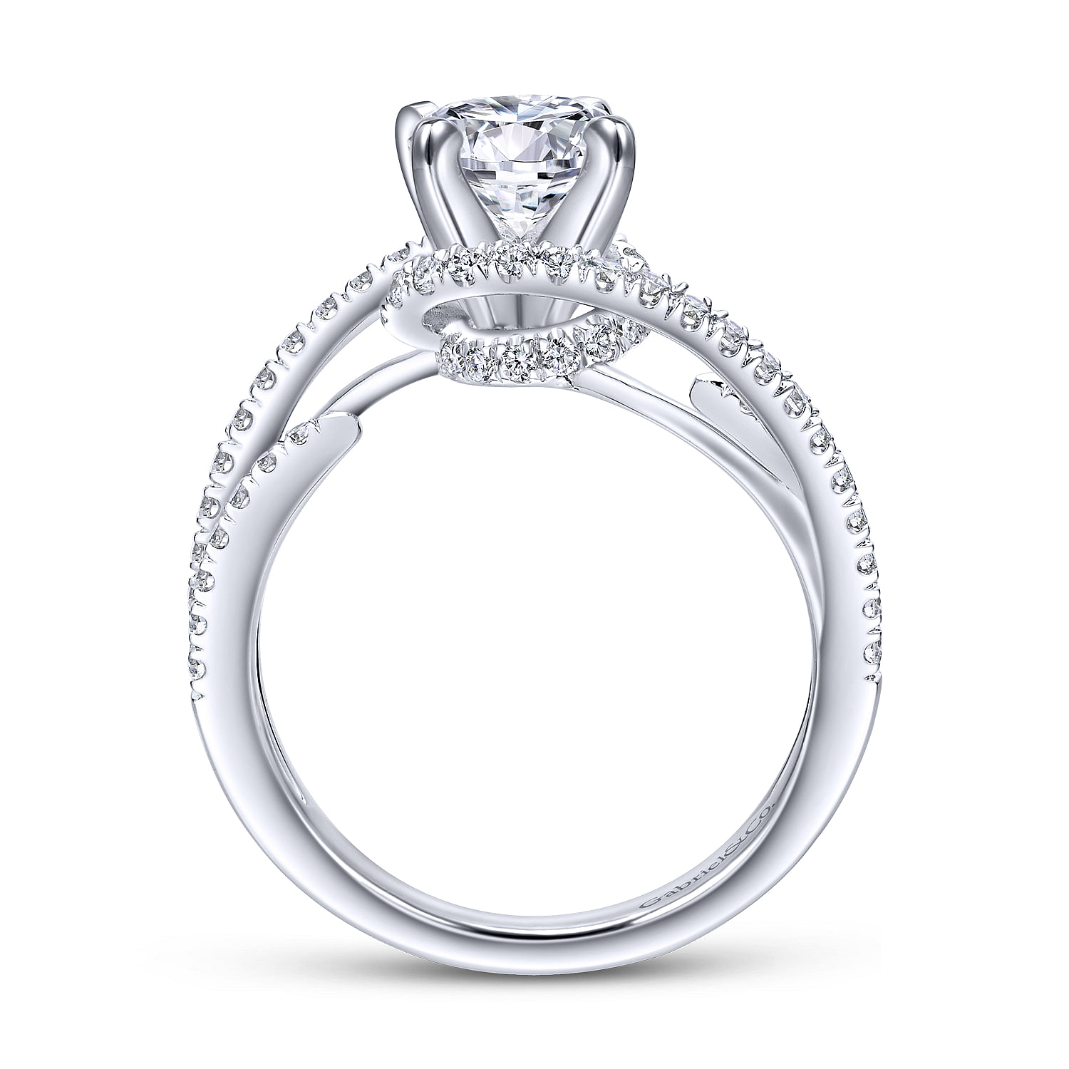 14k White Gold Diamond Split Shank Engagement Ring angle 2 14k White Gold Diamond Split Shank Engagement Ring angle 2