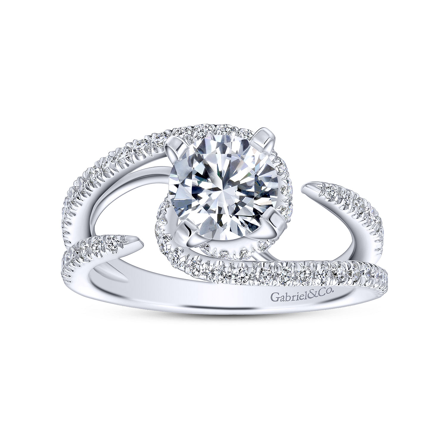 14k White Gold Diamond Split Shank Engagement Ring angle 5 14k White Gold Diamond Split Shank Engagement Ring angle 5