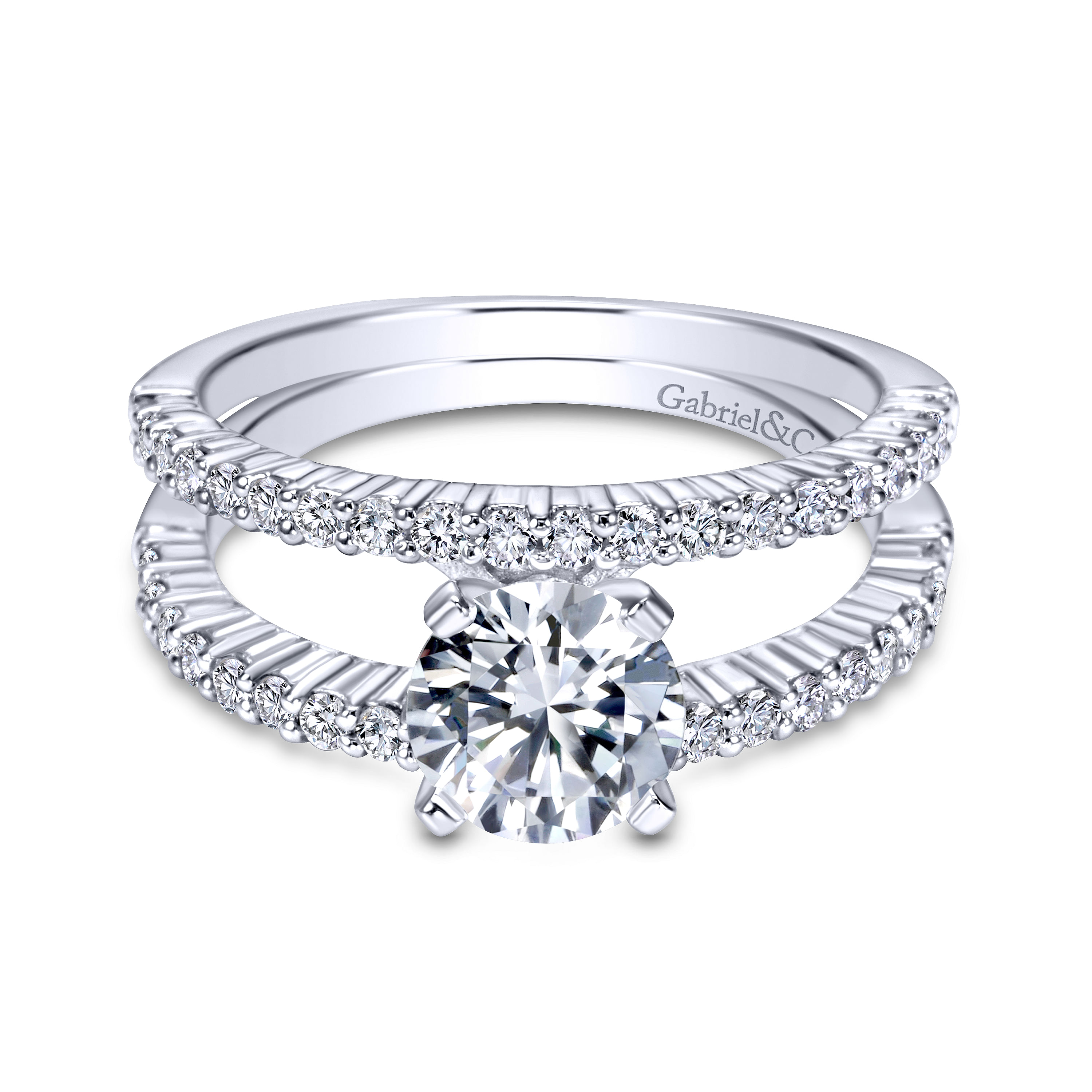 14k White Gold Diamond Split Shank 14k White Gold Diamond Split Shank