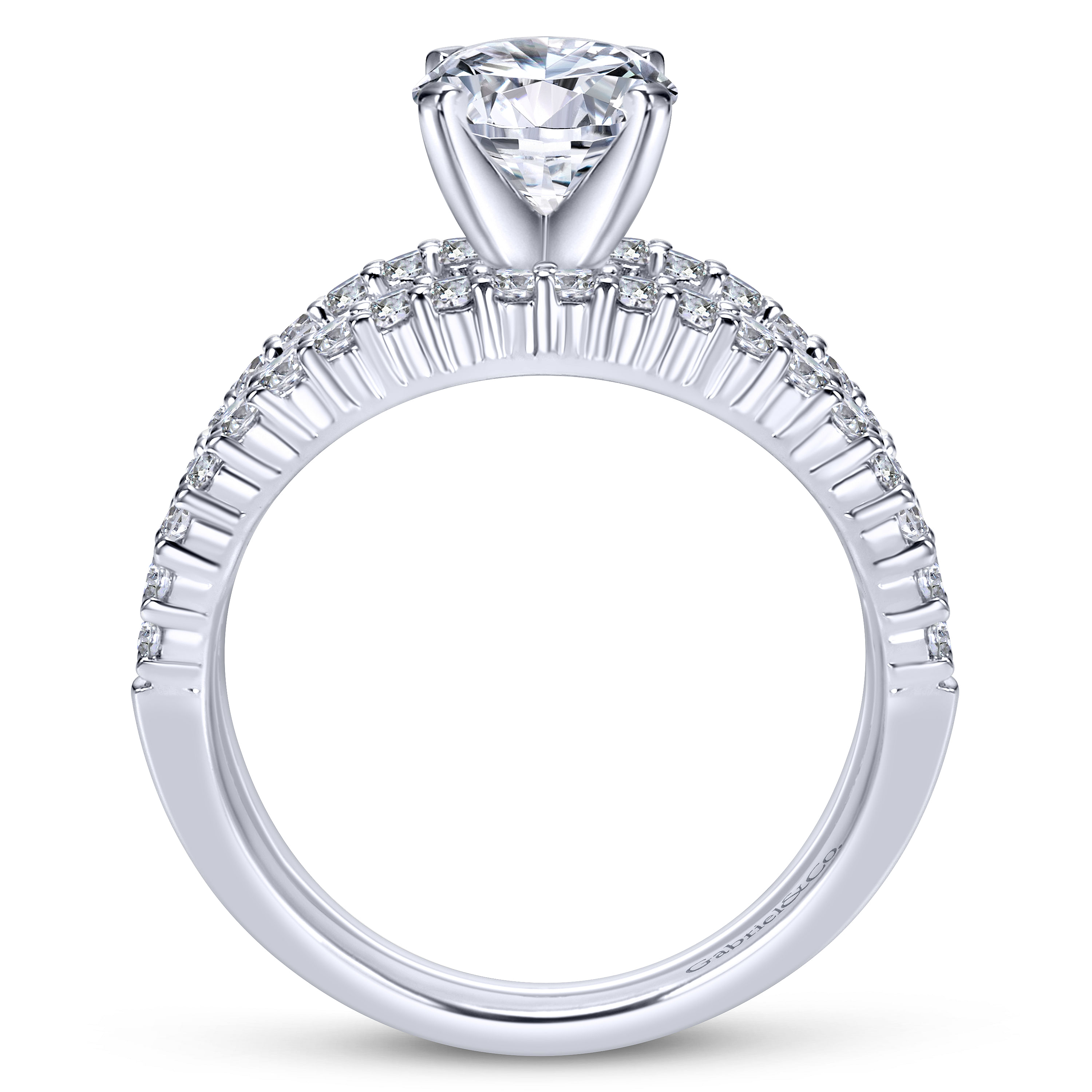 14k White Gold Diamond Split Shank Engagement Ring angle 2 14k White Gold Diamond Split Shank Engagement Ring angle 2