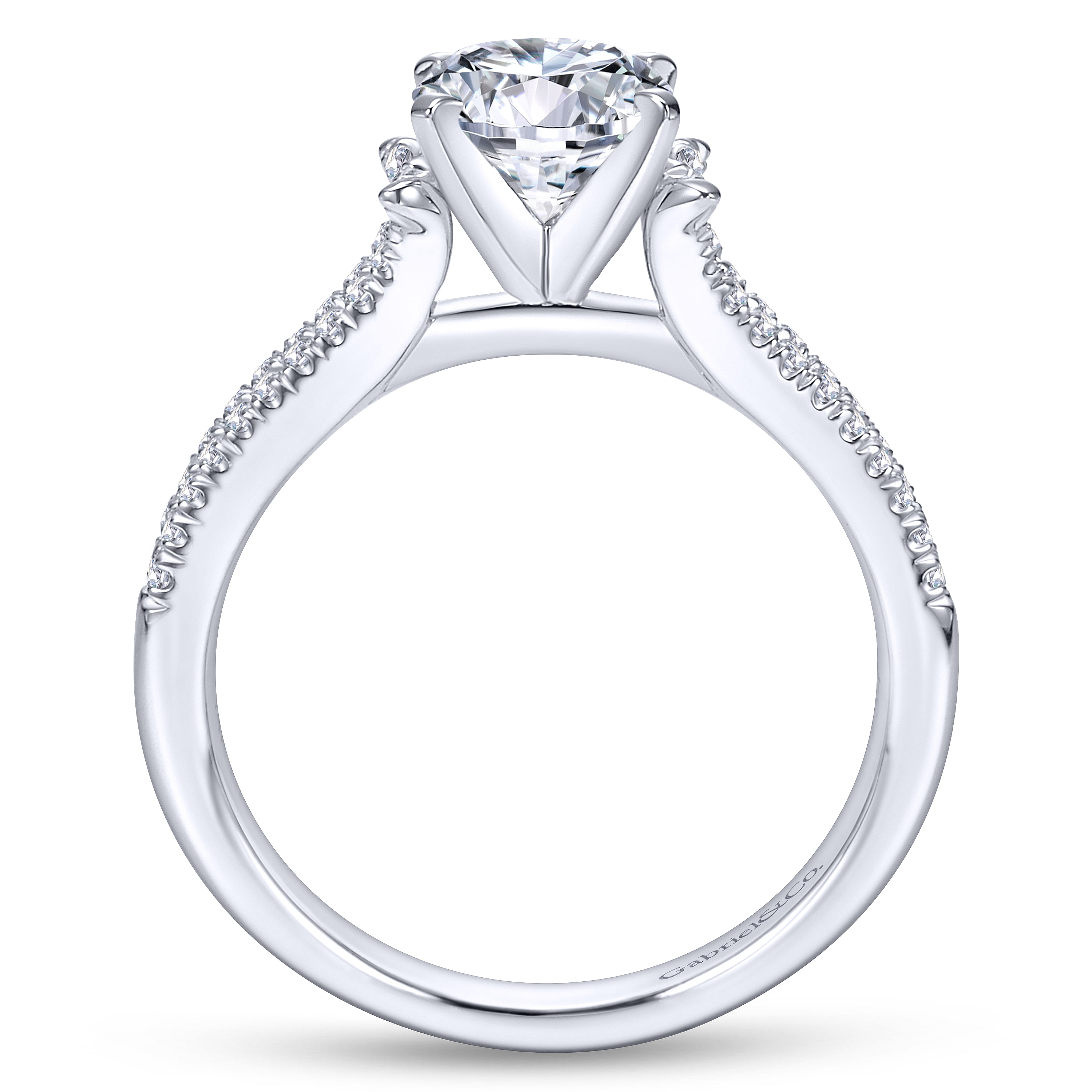 14k White Gold Diamond Split Shank Engagement Ring angle 2 14k White Gold Diamond Split Shank Engagement Ring angle 2