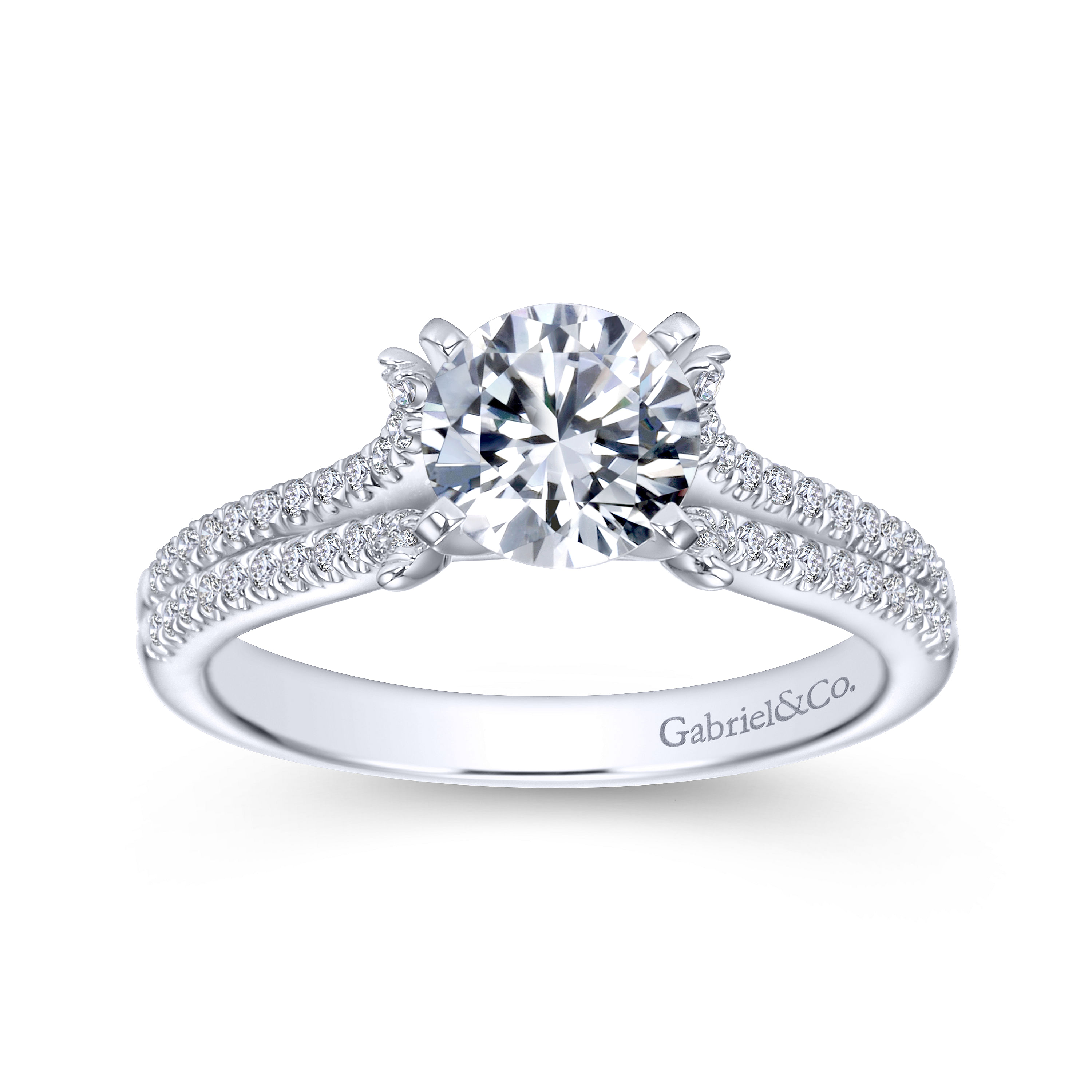 14k White Gold Diamond Split Shank Engagement Ring angle 5 14k White Gold Diamond Split Shank Engagement Ring angle 5