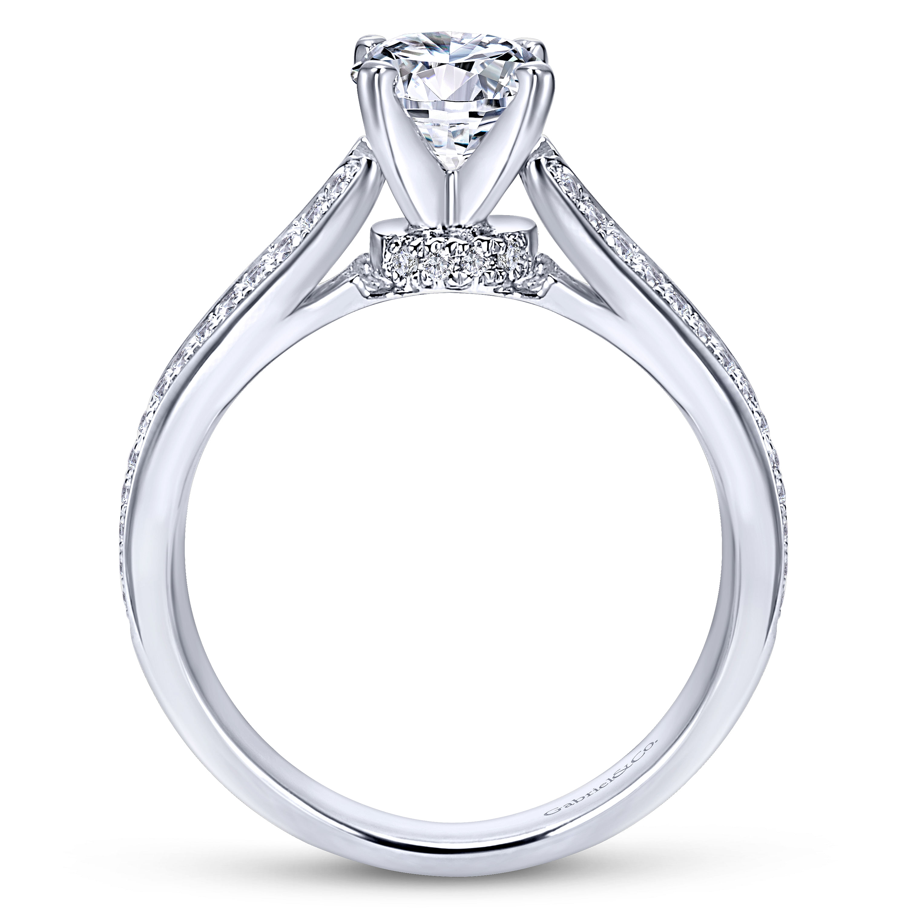 14k White Gold Diamond Split Shank Engagement Ring angle 2 14k White Gold Diamond Split Shank Engagement Ring angle 2