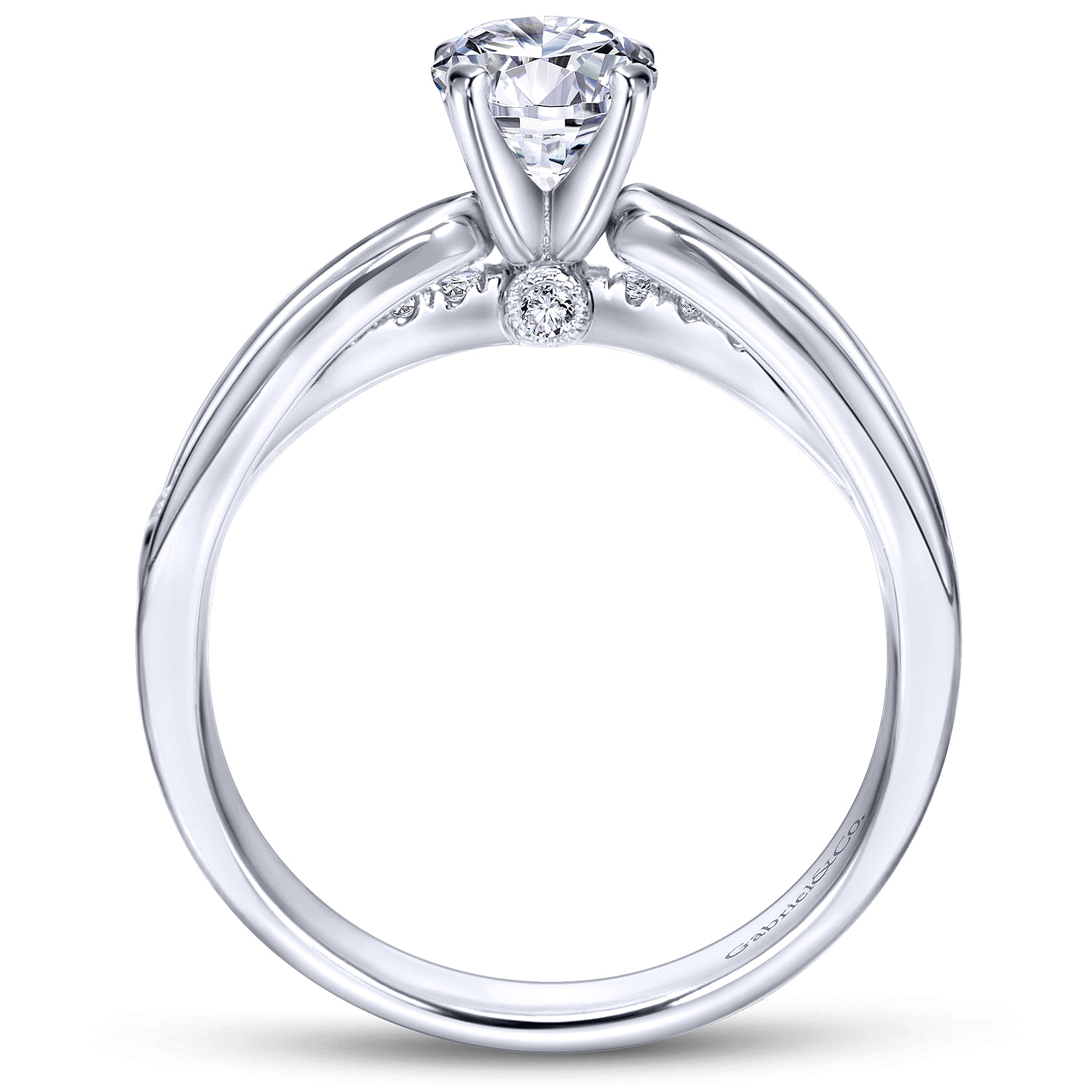 14k White Gold Diamond Split Shank Engagement Ring angle 2 14k White Gold Diamond Split Shank Engagement Ring angle 2
