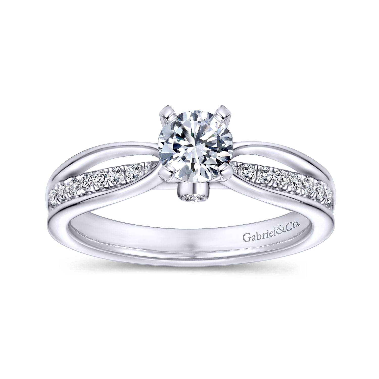 14k White Gold Diamond Split Shank Engagement Ring angle 5 14k White Gold Diamond Split Shank Engagement Ring angle 5