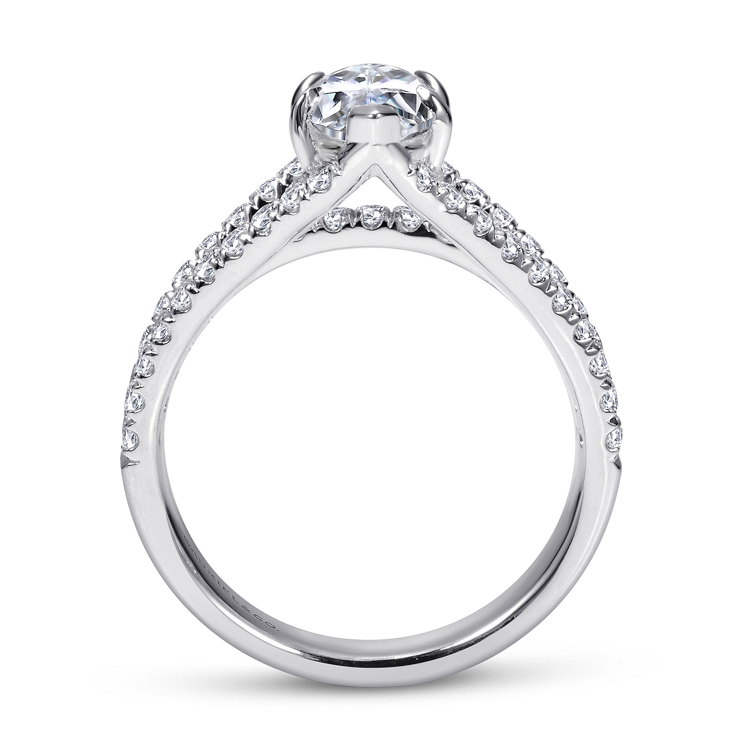 14k White Gold Diamond Split Shank Engagement Ring angle 2 14k White Gold Diamond Split Shank Engagement Ring angle 2