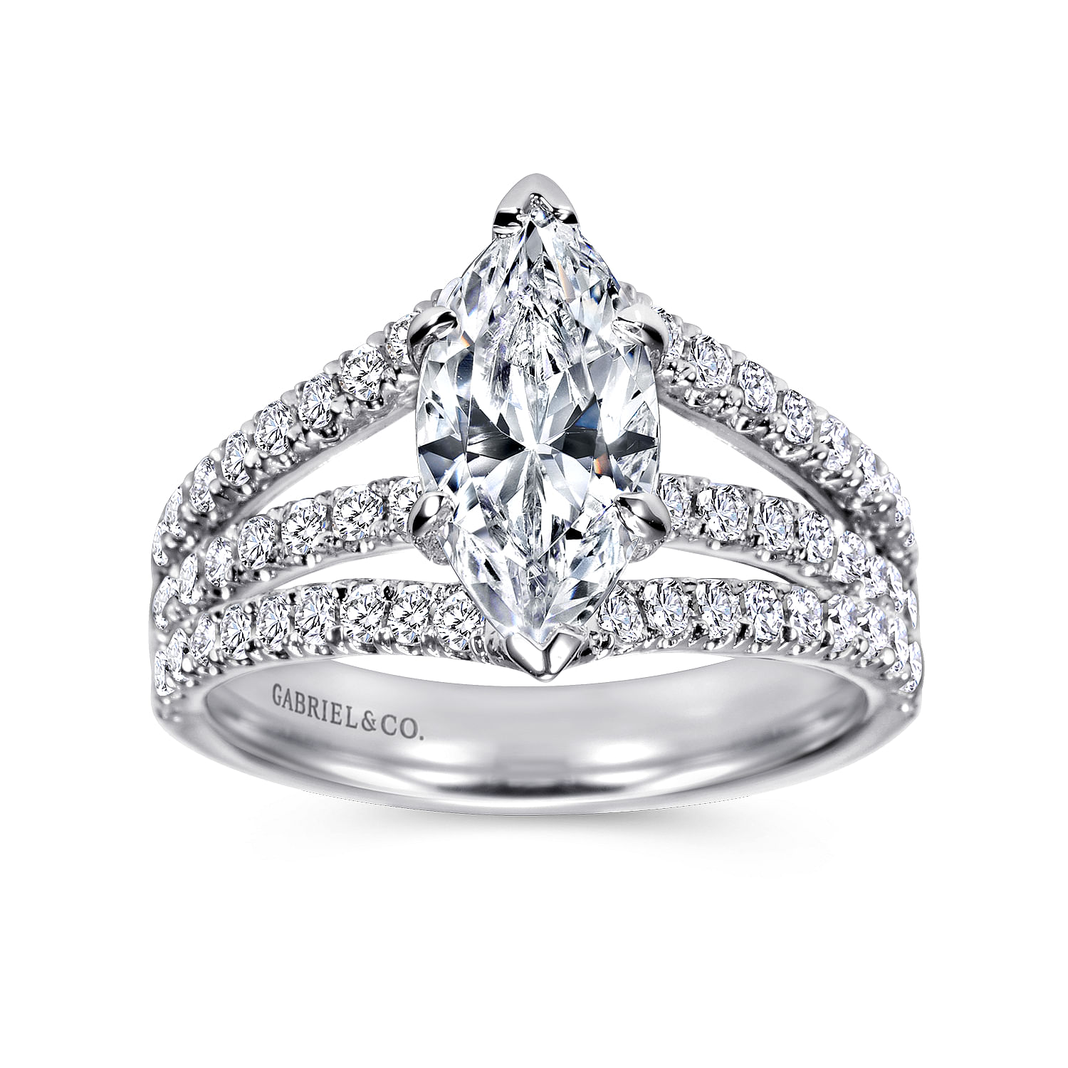 14k White Gold Diamond Split Shank Engagement Ring angle 5 14k White Gold Diamond Split Shank Engagement Ring angle 5