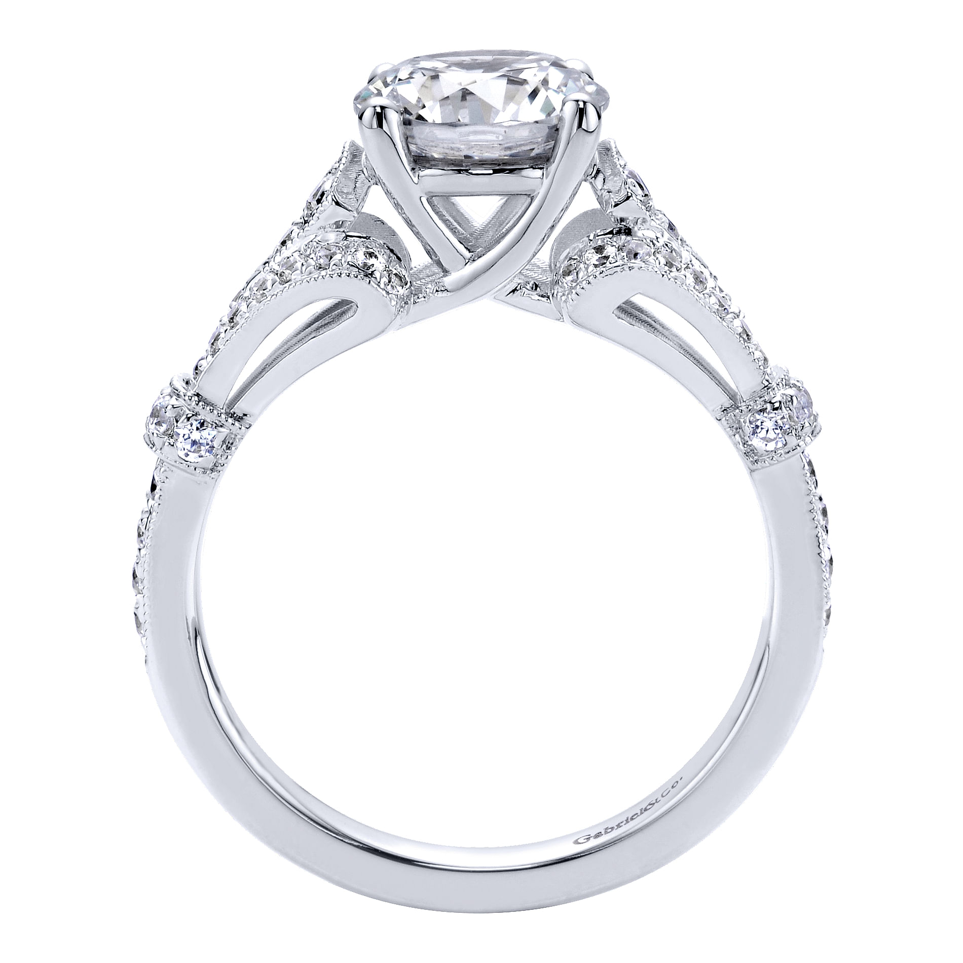 14k White Gold Diamond Split Shank Engagement Ring angle 2 14k White Gold Diamond Split Shank Engagement Ring angle 2