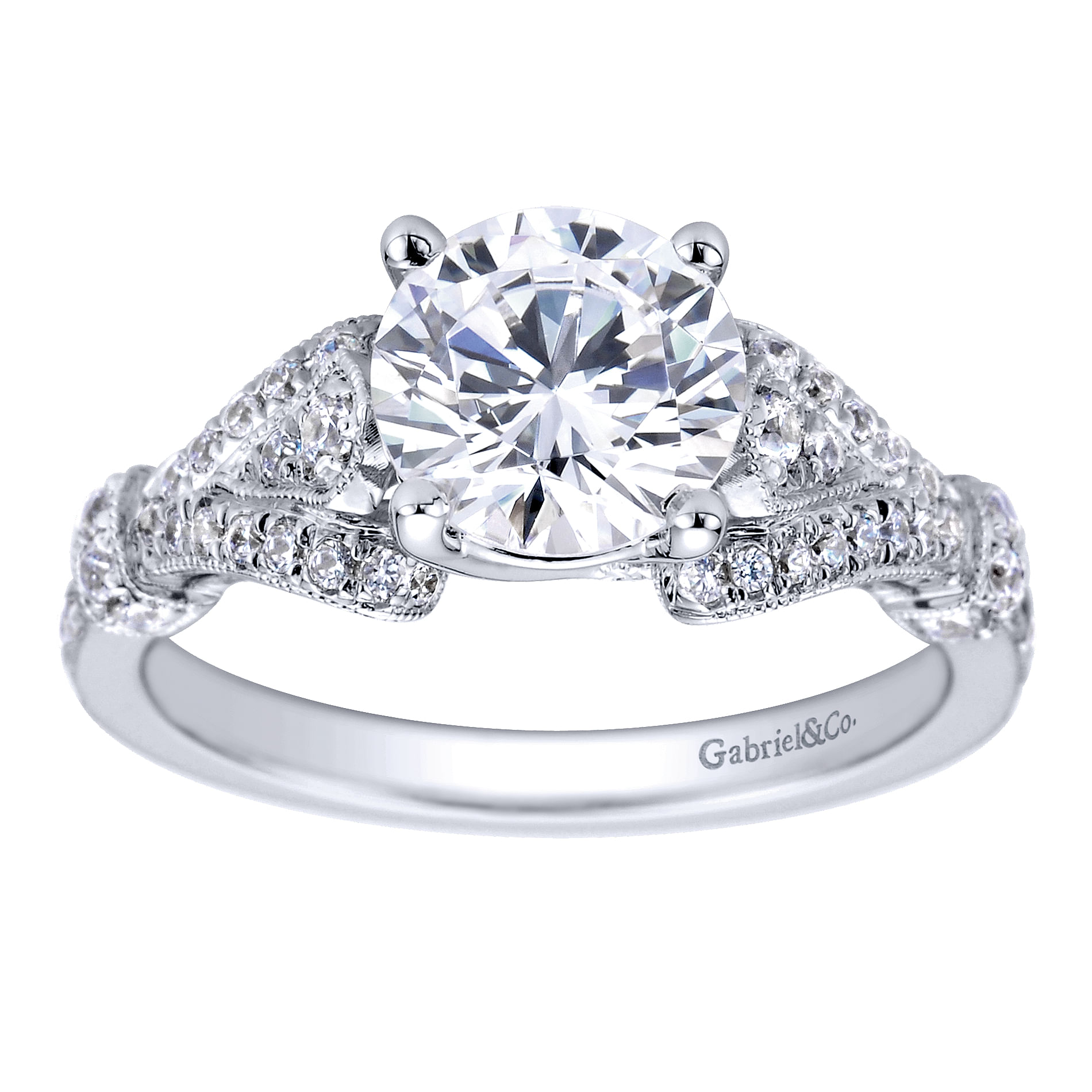 14k White Gold Diamond Split Shank Engagement Ring angle 5 14k White Gold Diamond Split Shank Engagement Ring angle 5