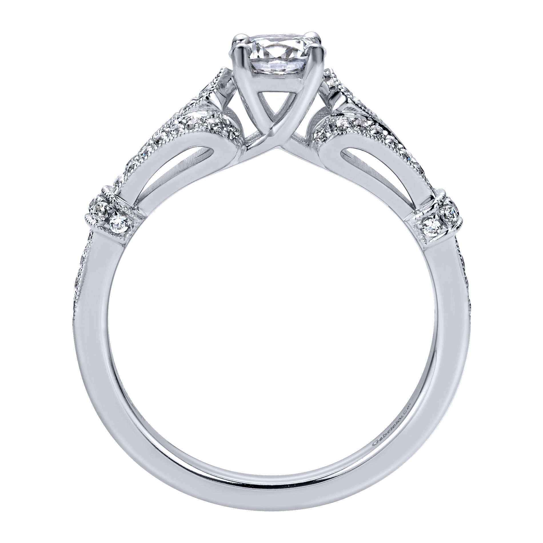 14k White Gold Diamond Split Shank Engagement Ring angle 2 14k White Gold Diamond Split Shank Engagement Ring angle 2