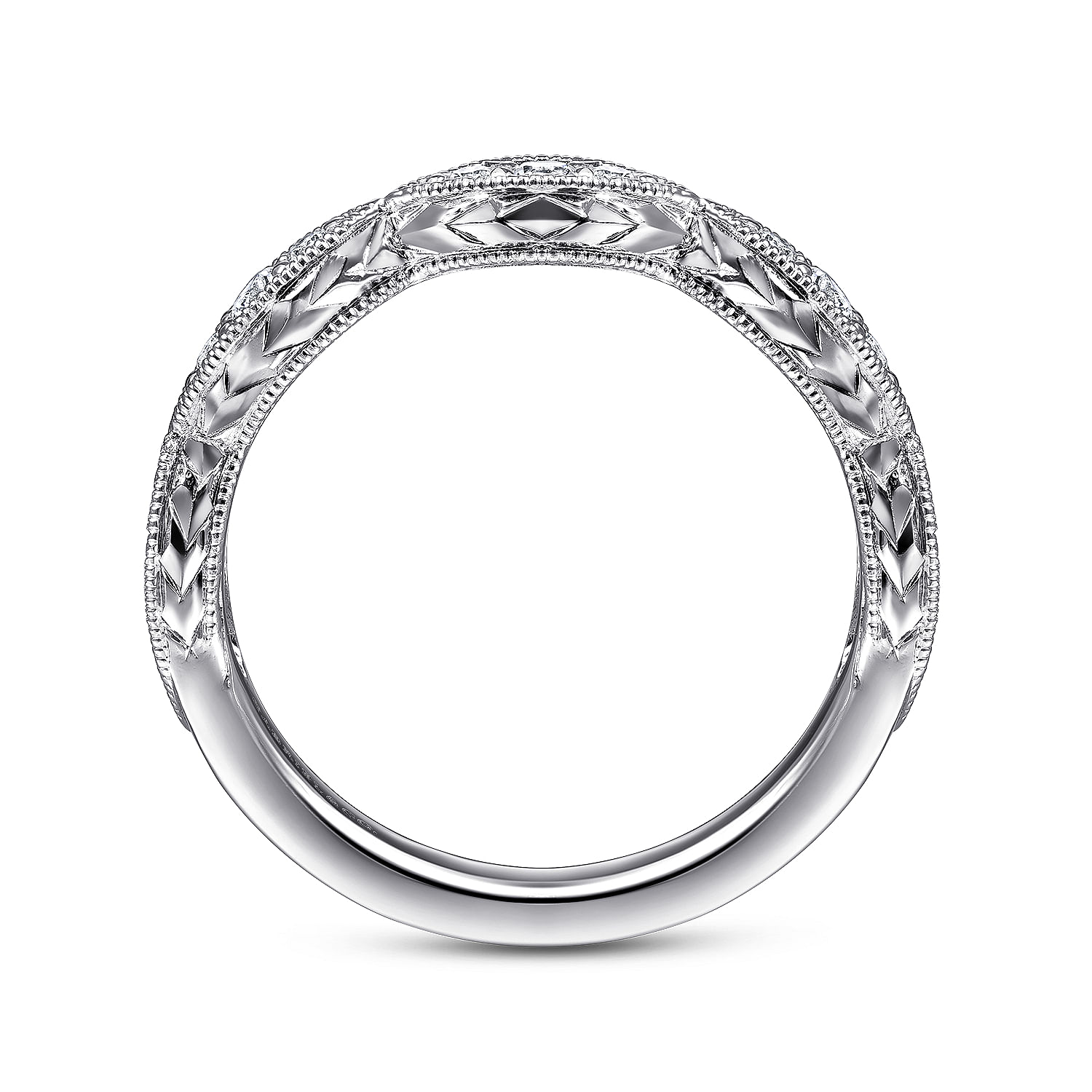 14k White Gold Diamond Stackable Anniversary Band angle 2 14k White Gold Diamond Stackable Anniversary Band angle 2