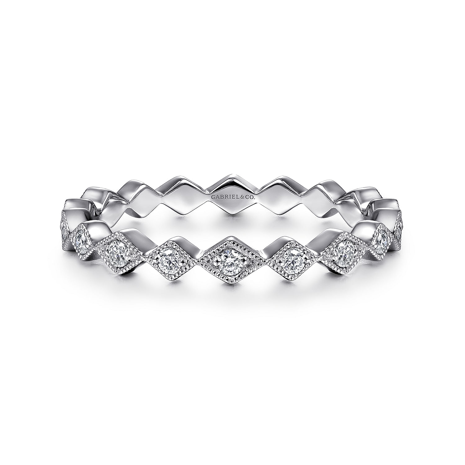 14k White Gold Diamond Stackable 14k White Gold Diamond Stackable