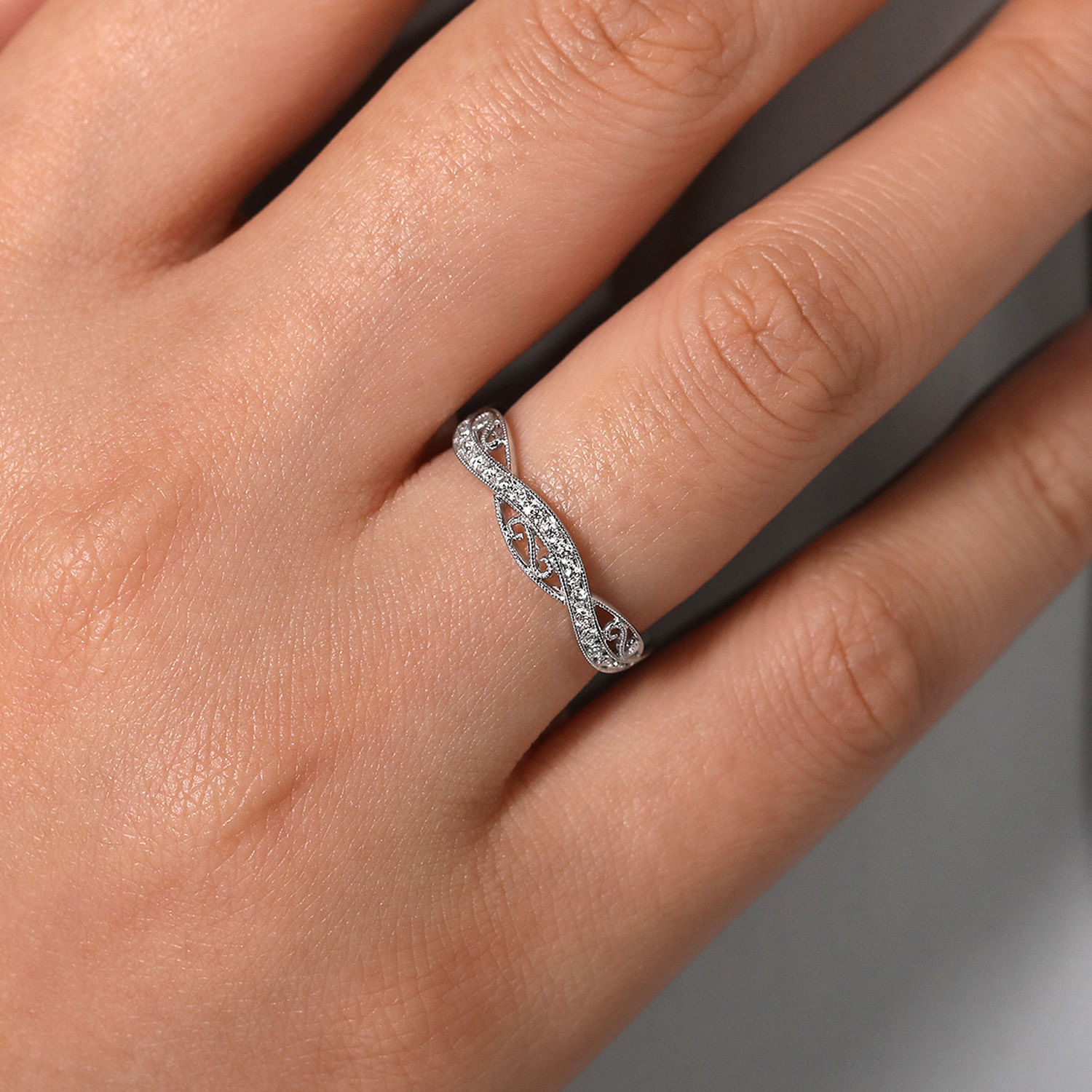 14k White Gold Diamond Stackable Ladies 14k White Gold Diamond Stackable Ladies