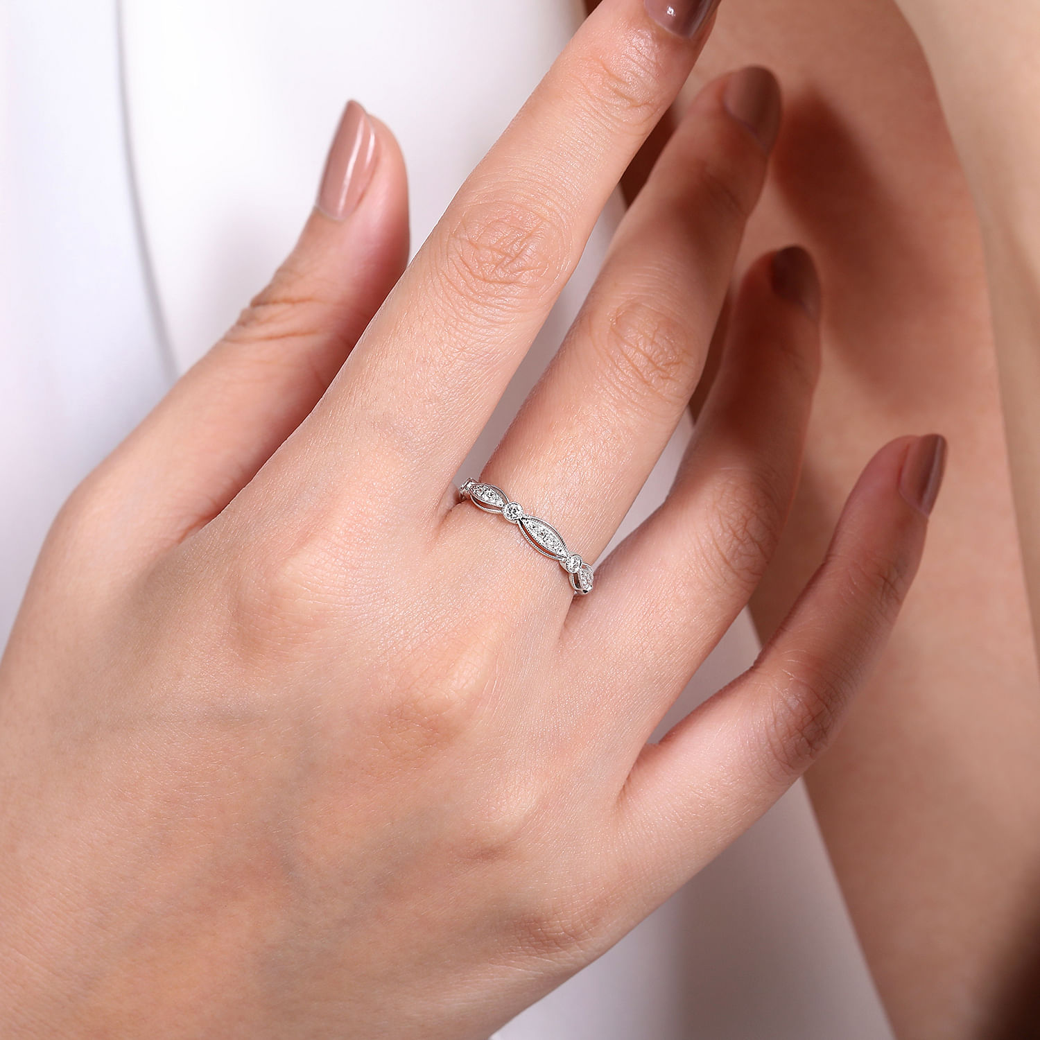 14k White Gold Diamond Stackable Ladies 14k White Gold Diamond Stackable Ladies