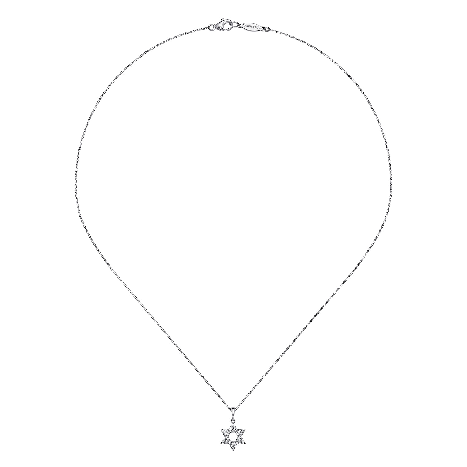 14k White Gold Diamond Star Of David Necklace angle 2 14k White Gold Diamond Star Of David Necklace angle 2