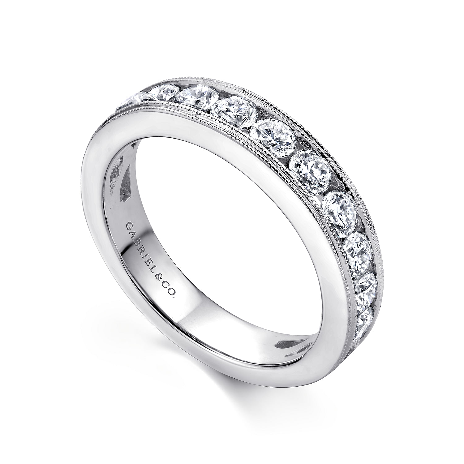 14k White Gold Diamond Straight Anniversary Band angle 3 14k White Gold Diamond Straight Anniversary Band angle 3