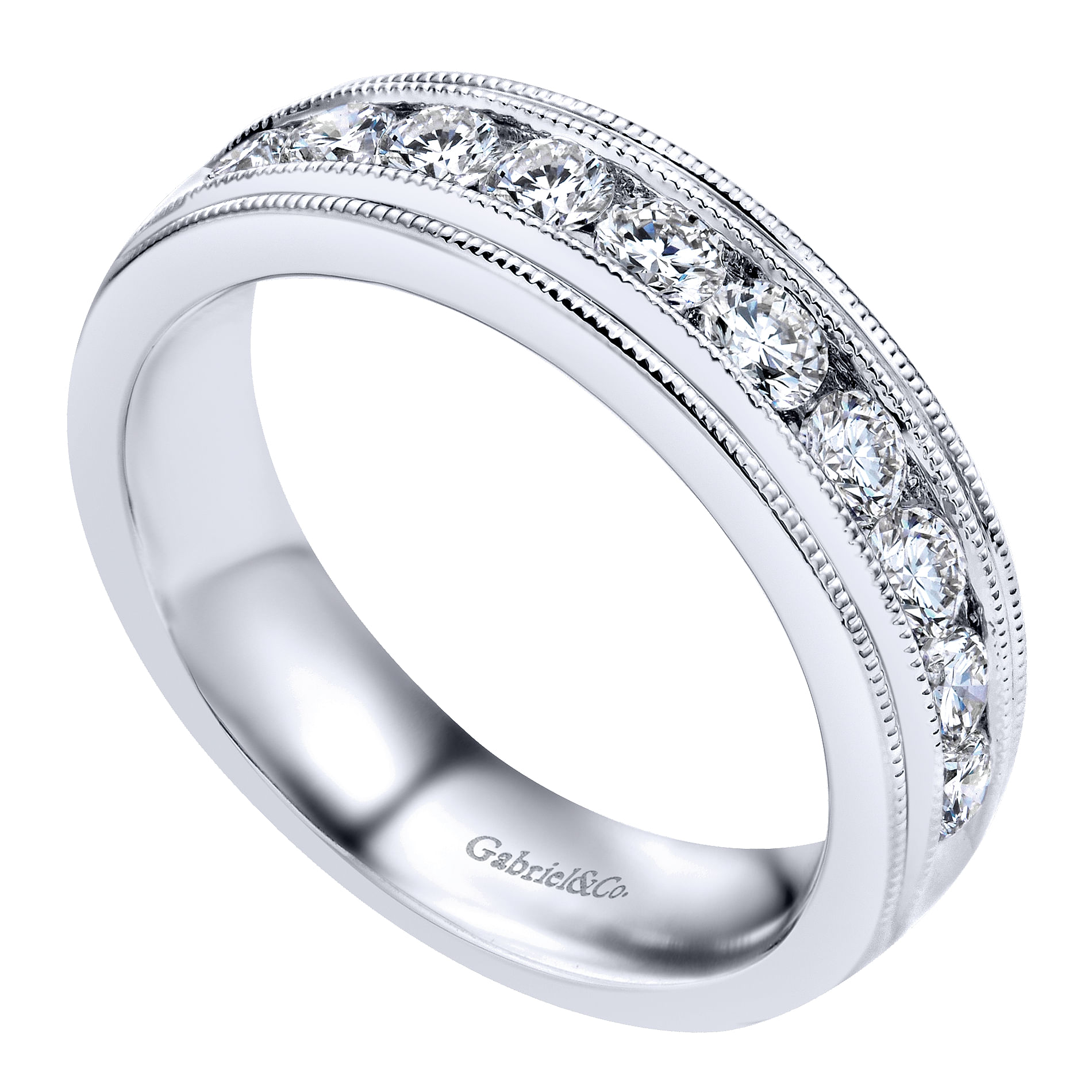 14k White Gold Diamond Straight Anniversary Band angle 3 14k White Gold Diamond Straight Anniversary Band angle 3