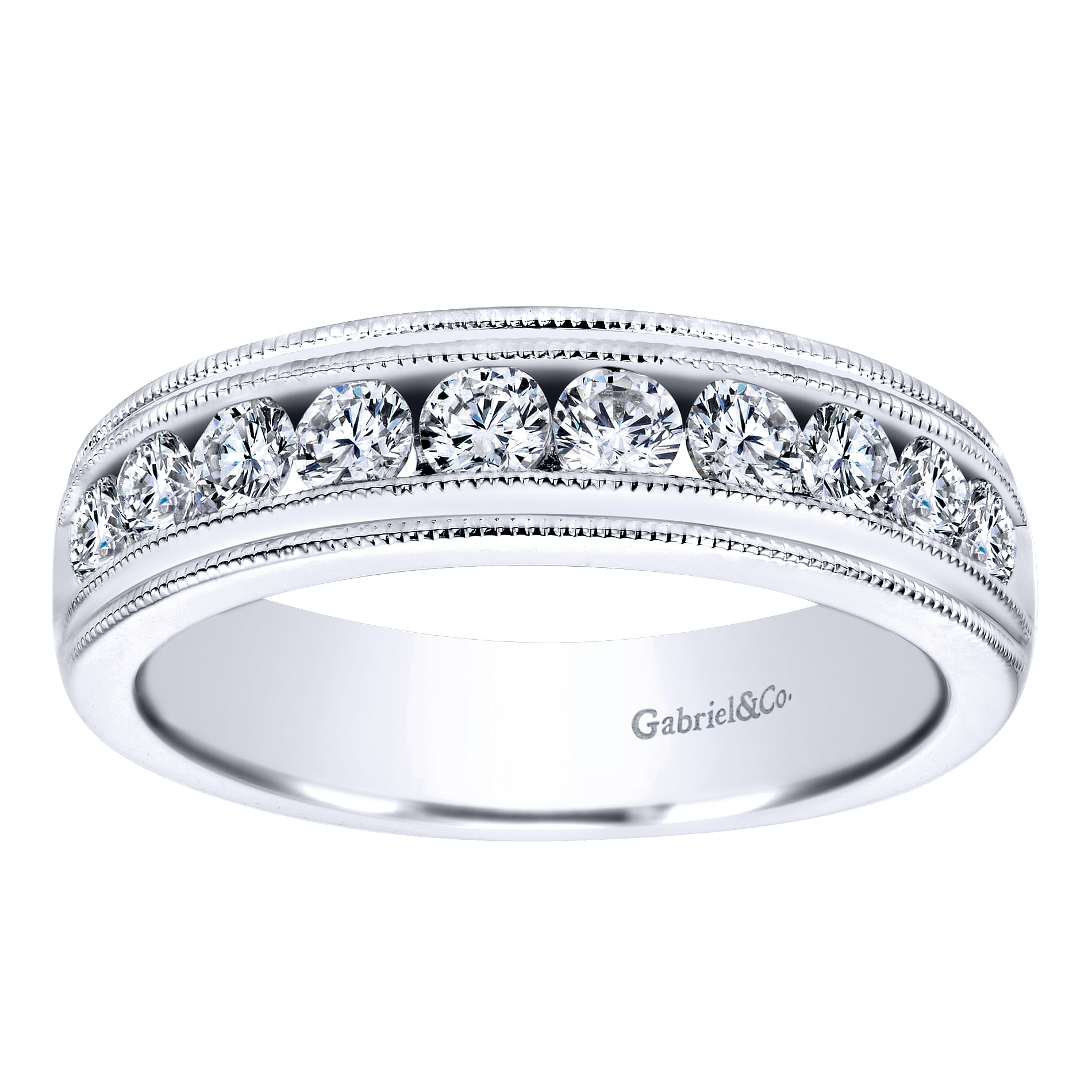 14k White Gold Diamond Straight Anniversary Band angle 5 14k White Gold Diamond Straight Anniversary Band angle 5