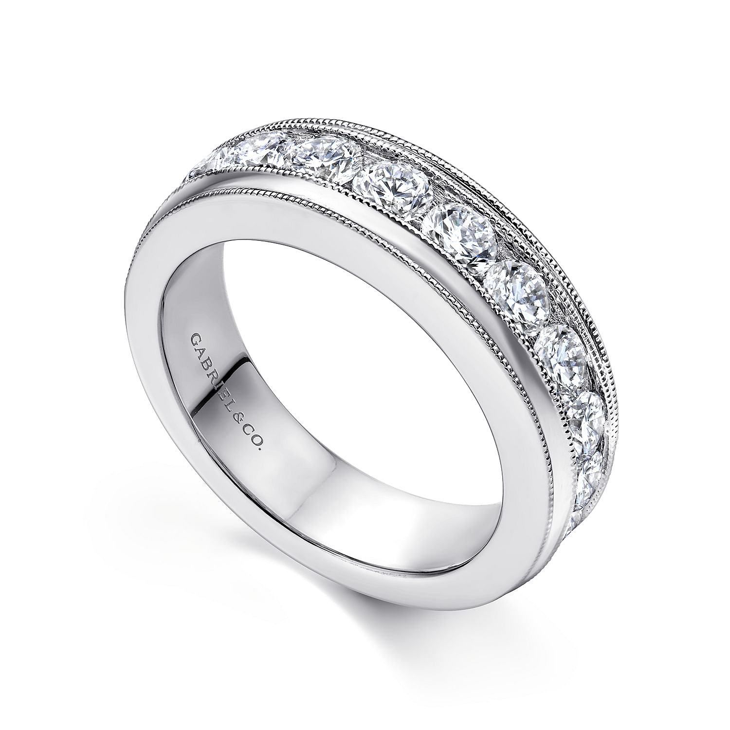 14k White Gold Diamond Straight Anniversary Band angle 3 14k White Gold Diamond Straight Anniversary Band angle 3