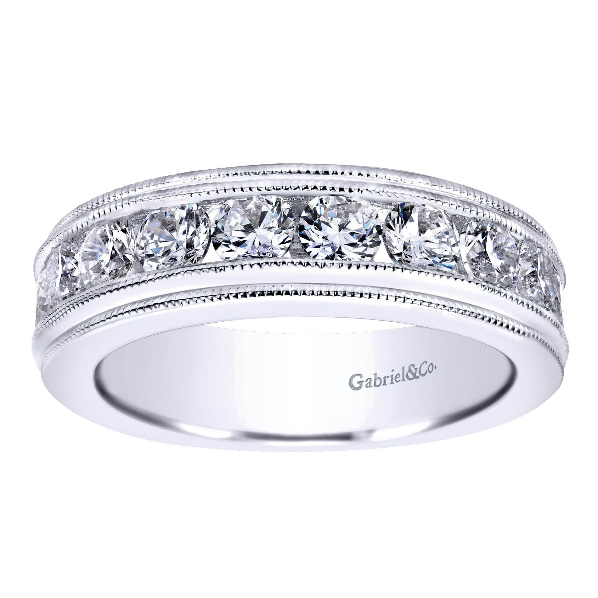 14k White Gold Diamond Straight Anniversary Band angle 5 14k White Gold Diamond Straight Anniversary Band angle 5