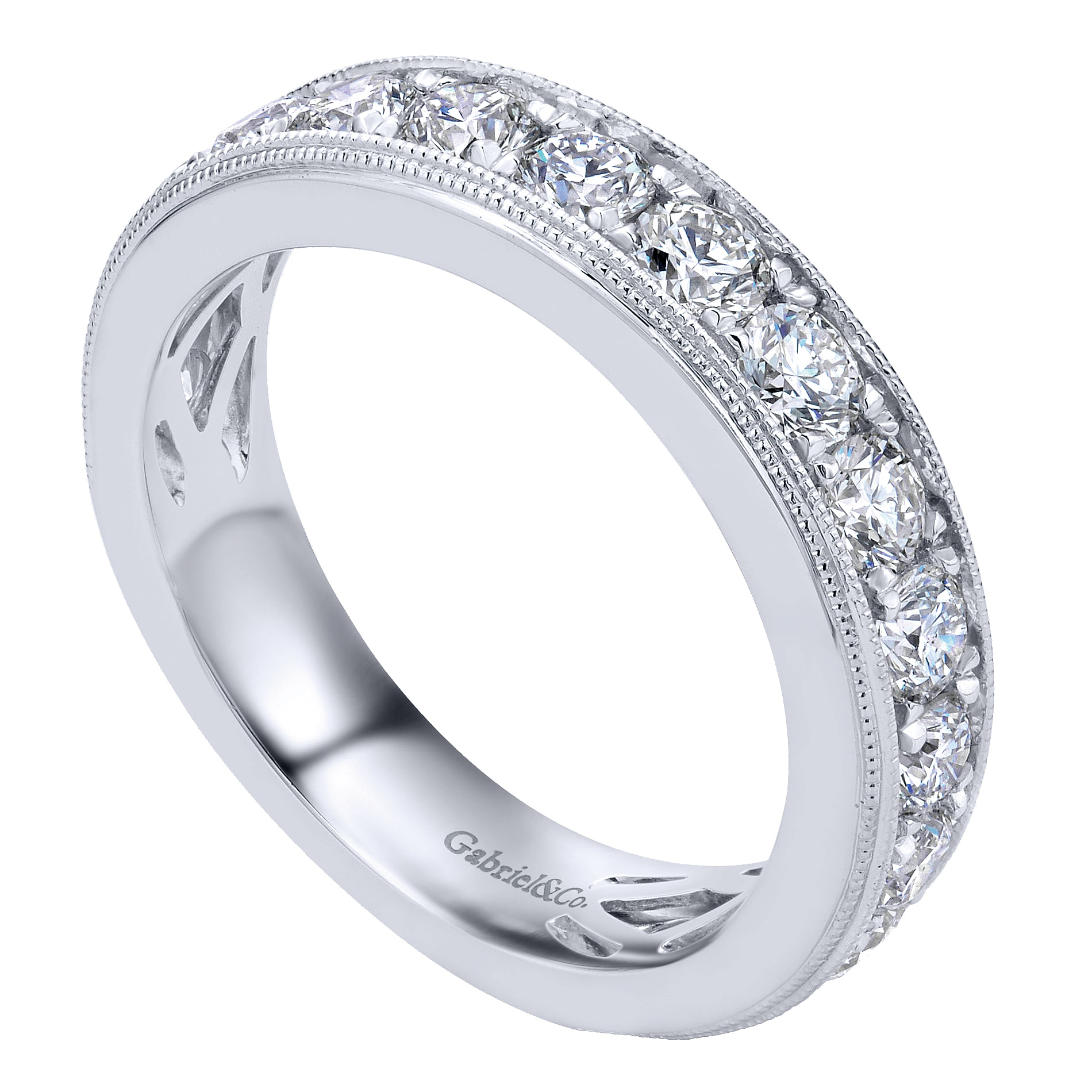 14k White Gold Diamond Straight Anniversary Band angle 3 14k White Gold Diamond Straight Anniversary Band angle 3