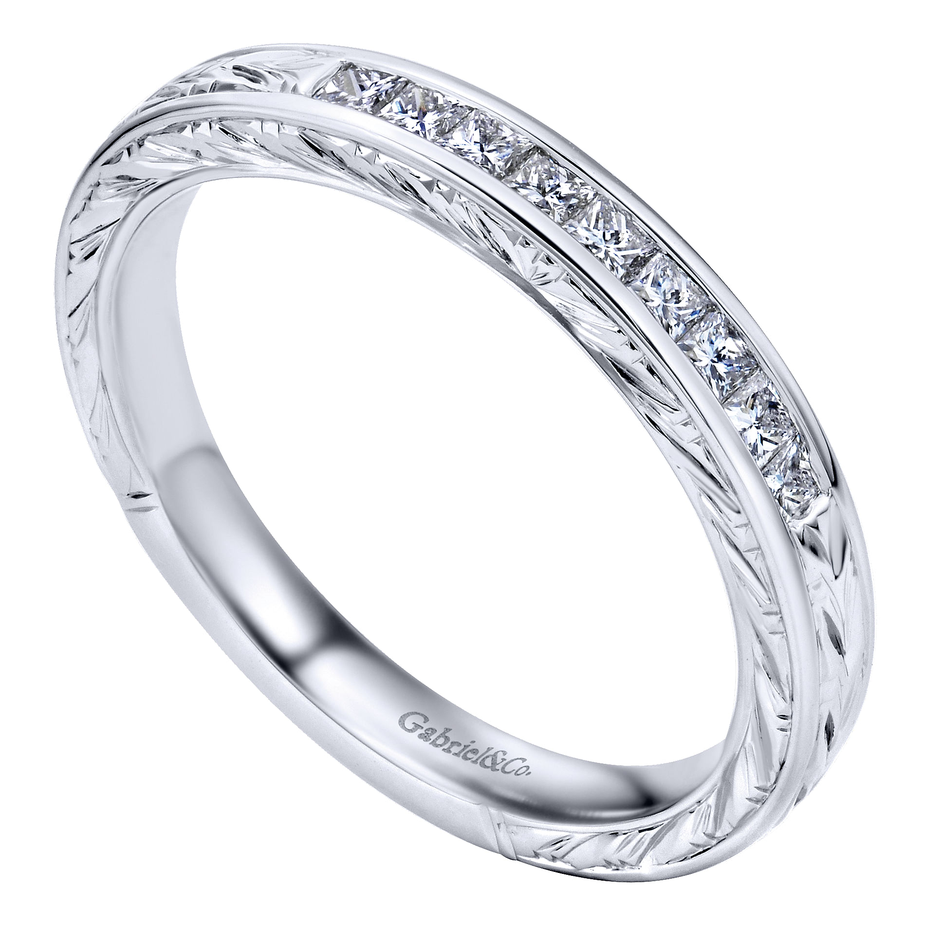 14k White Gold Diamond Straight Anniversary Band angle 3 14k White Gold Diamond Straight Anniversary Band angle 3