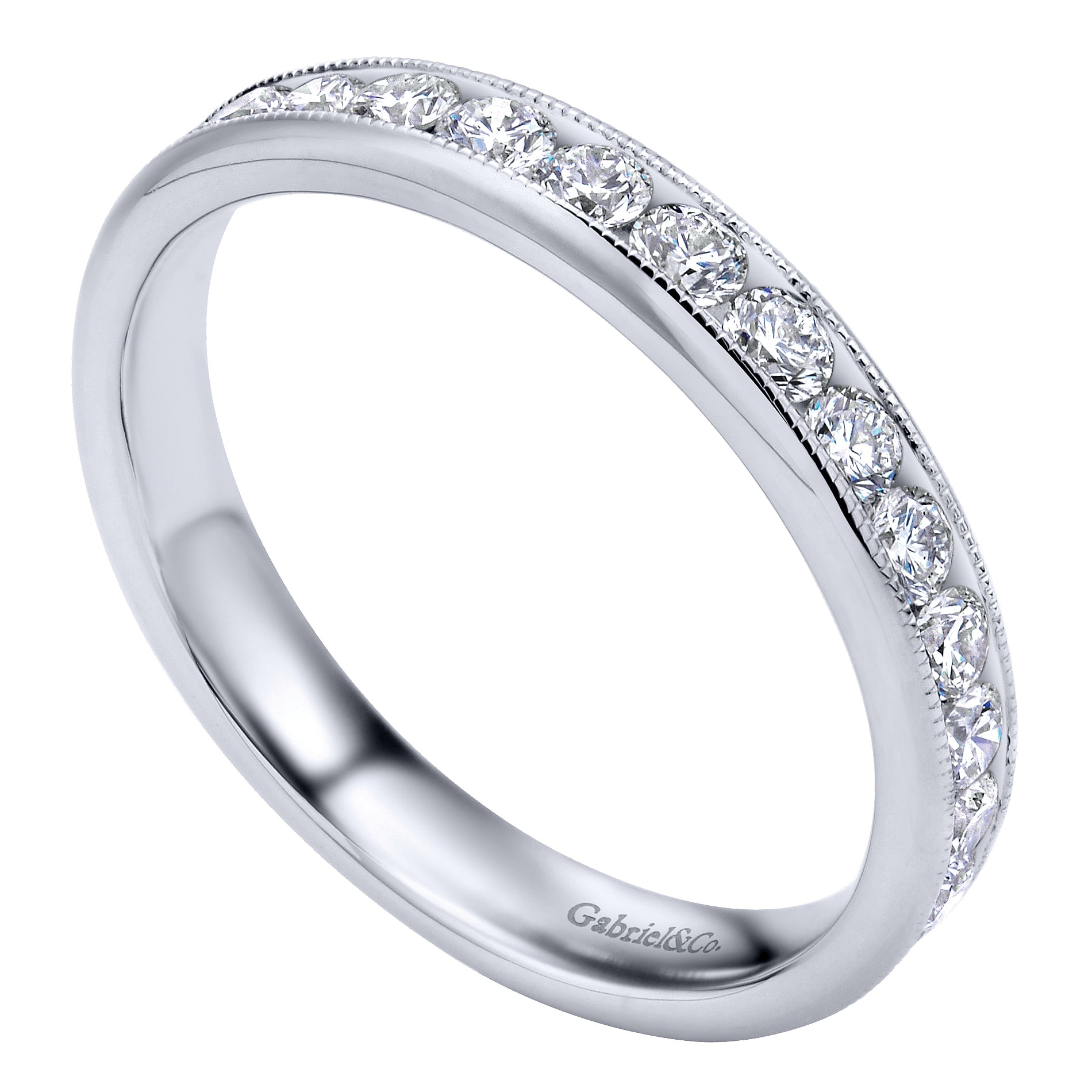 14k White Gold Diamond Straight Anniversary Band angle 3 14k White Gold Diamond Straight Anniversary Band angle 3