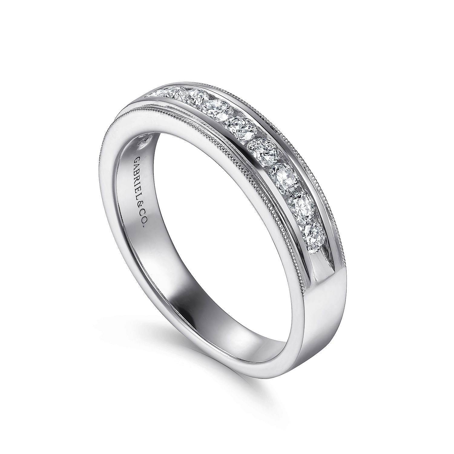 14k White Gold Diamond Straight Anniversary Band angle 3 14k White Gold Diamond Straight Anniversary Band angle 3