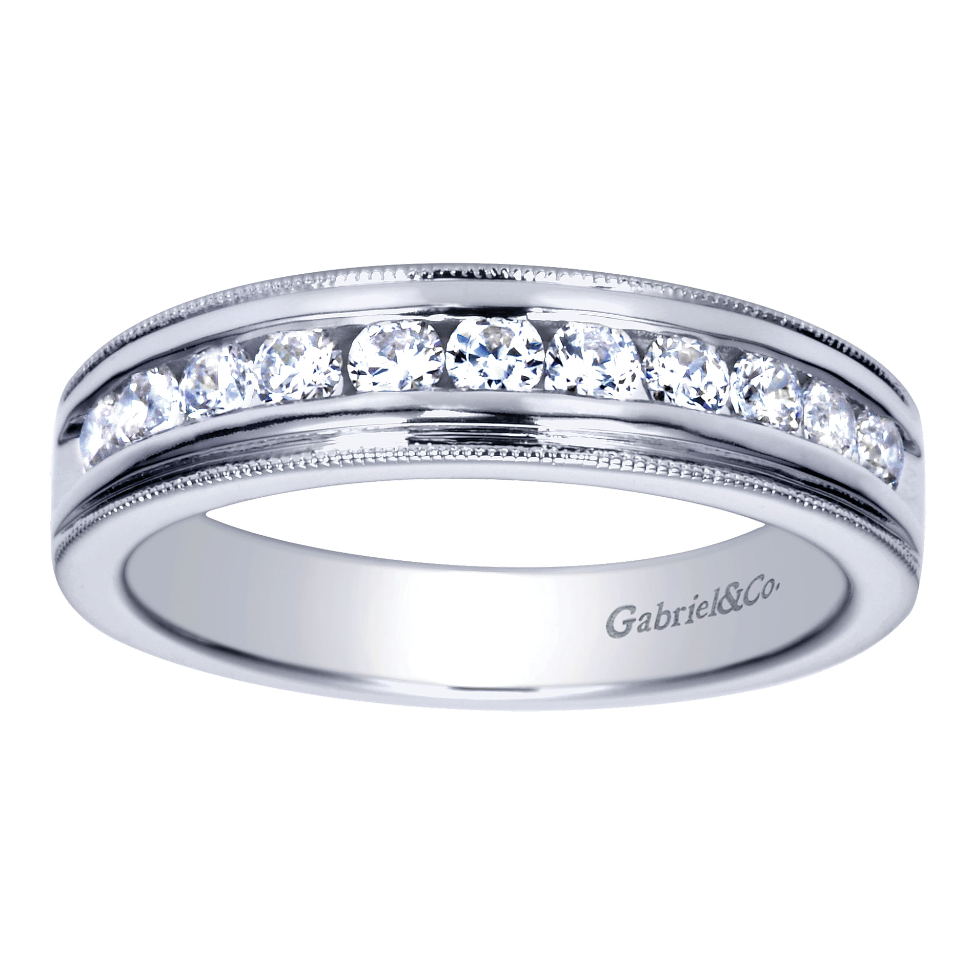 14k White Gold Diamond Straight Anniversary Band angle 5 14k White Gold Diamond Straight Anniversary Band angle 5