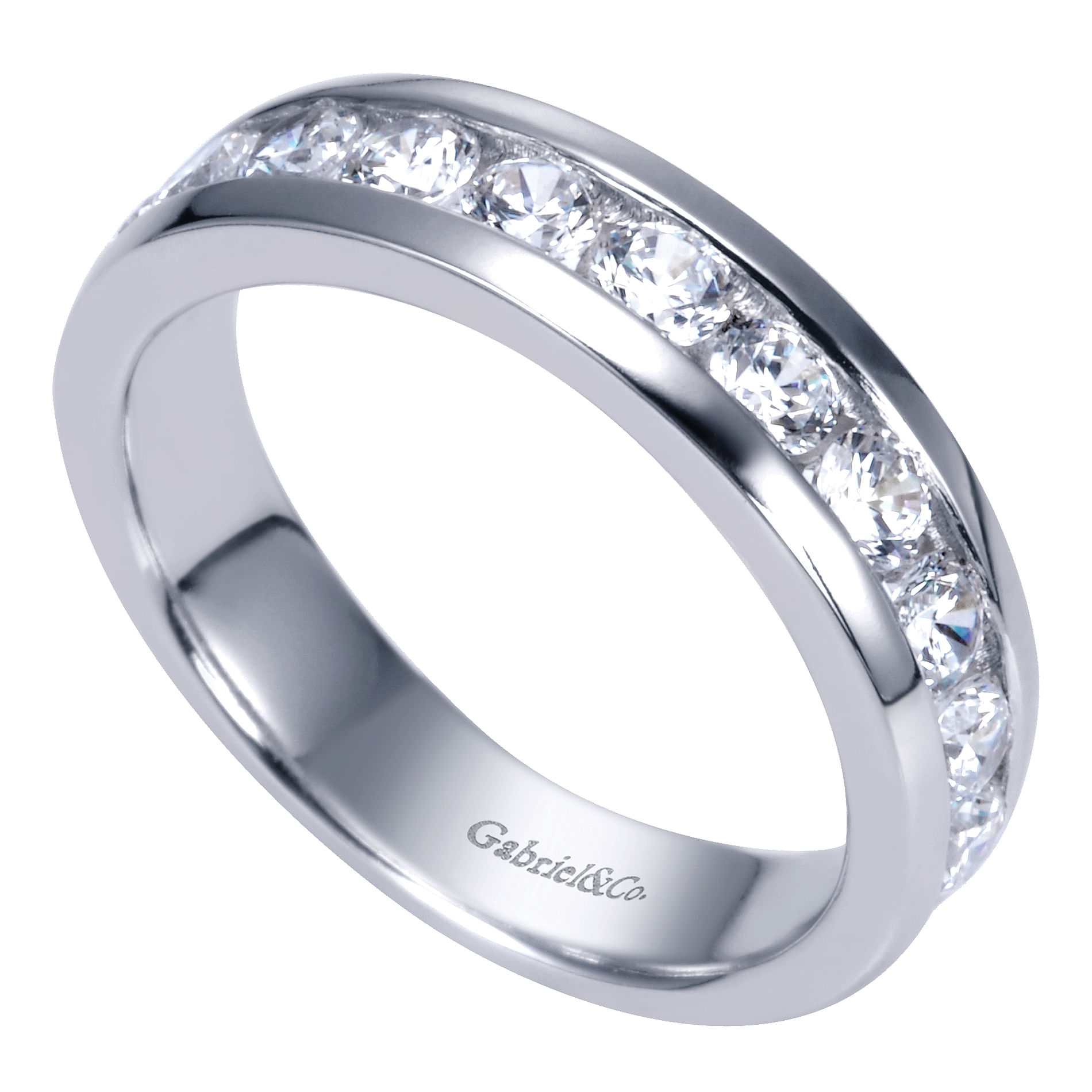 14k White Gold Diamond Straight Anniversary Band angle 3 14k White Gold Diamond Straight Anniversary Band angle 3
