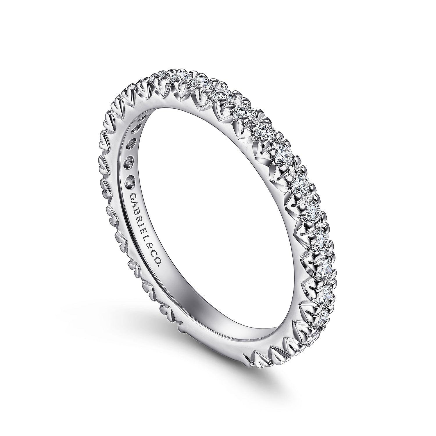14k White Gold Diamond Straight Anniversary Band angle 3 14k White Gold Diamond Straight Anniversary Band angle 3