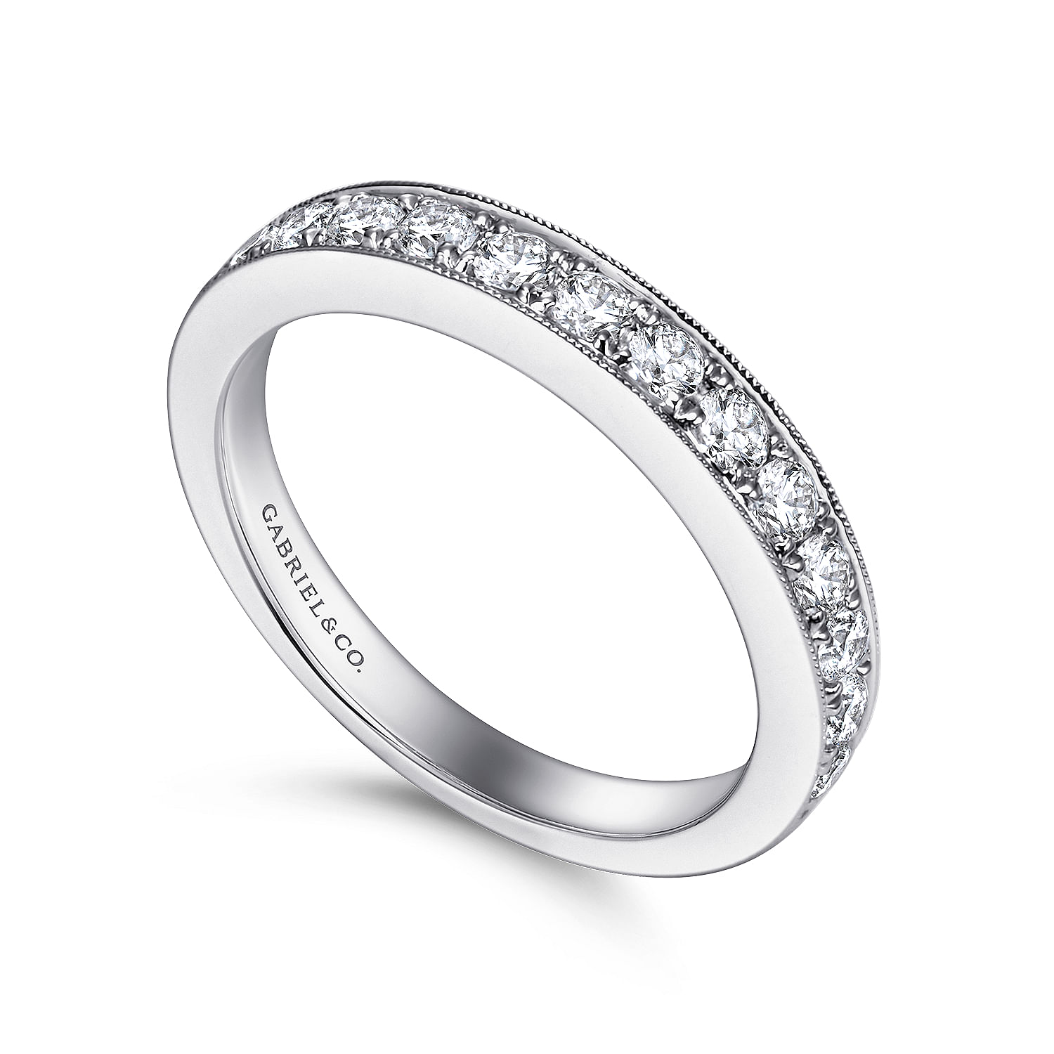 14k White Gold Diamond Straight Anniversary Band angle 3 14k White Gold Diamond Straight Anniversary Band angle 3