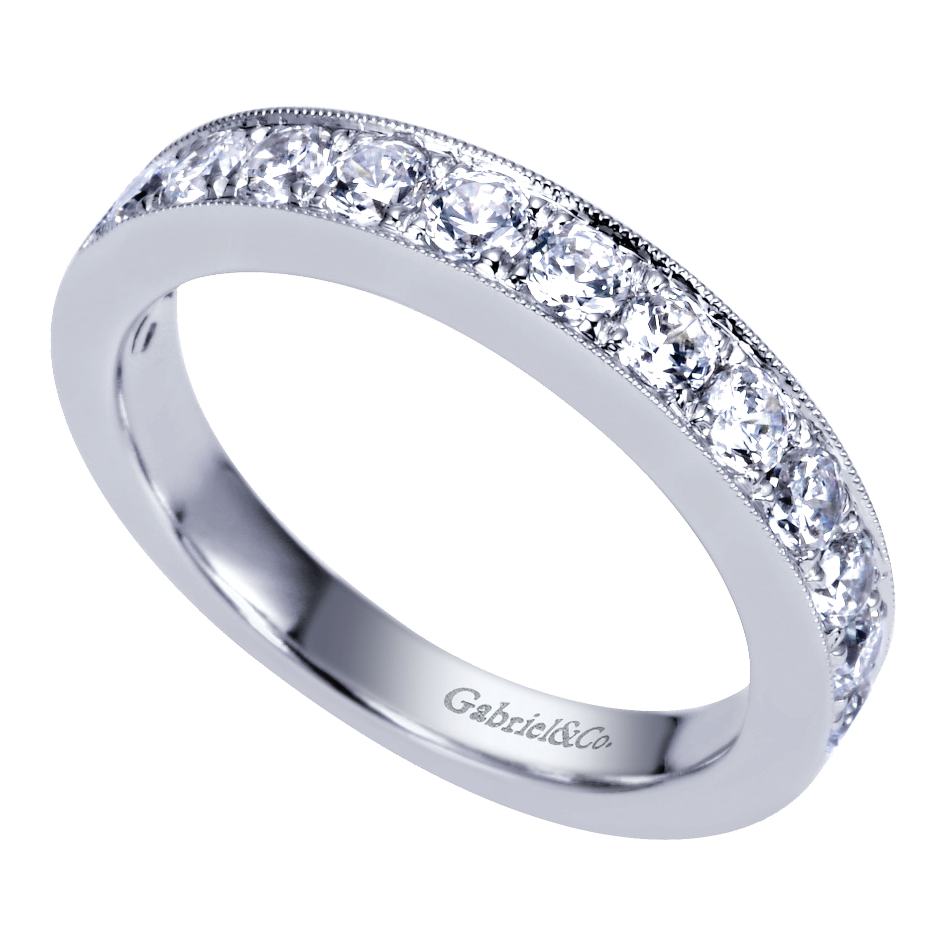 14k White Gold Diamond Straight Anniversary Band angle 3 14k White Gold Diamond Straight Anniversary Band angle 3