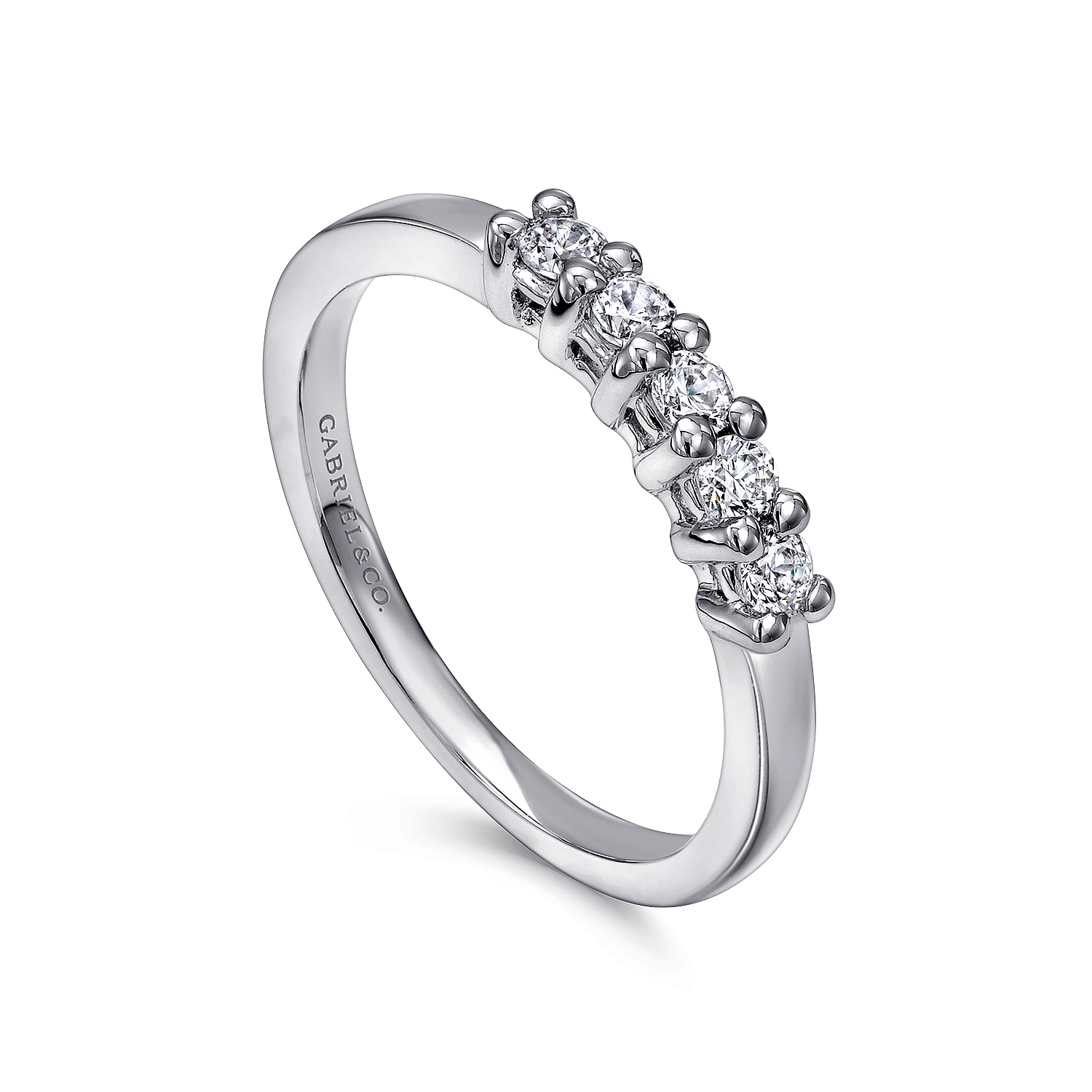 14k White Gold Diamond Straight Anniversary Band angle 3 14k White Gold Diamond Straight Anniversary Band angle 3