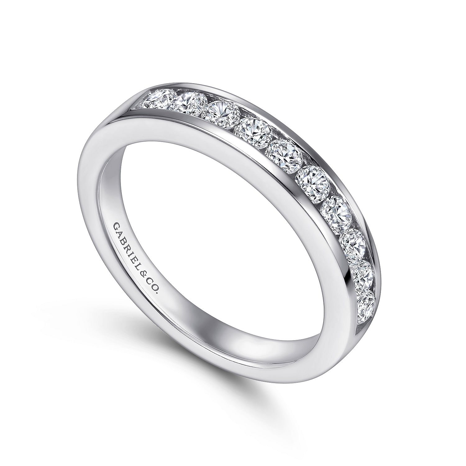 14k White Gold Diamond Straight Anniversary Band angle 3 14k White Gold Diamond Straight Anniversary Band angle 3