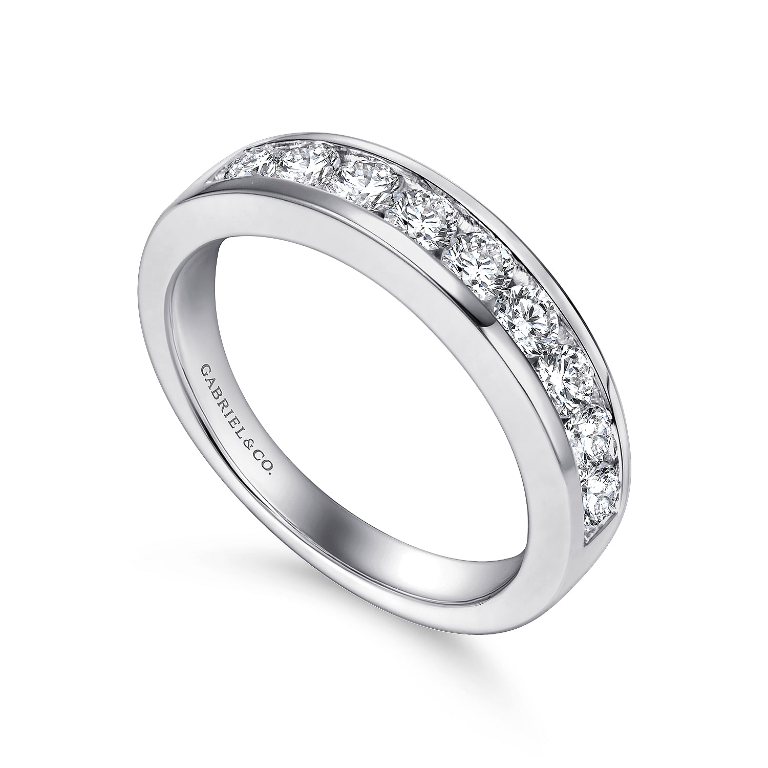 14k White Gold Diamond Straight Anniversary Band angle 3 14k White Gold Diamond Straight Anniversary Band angle 3